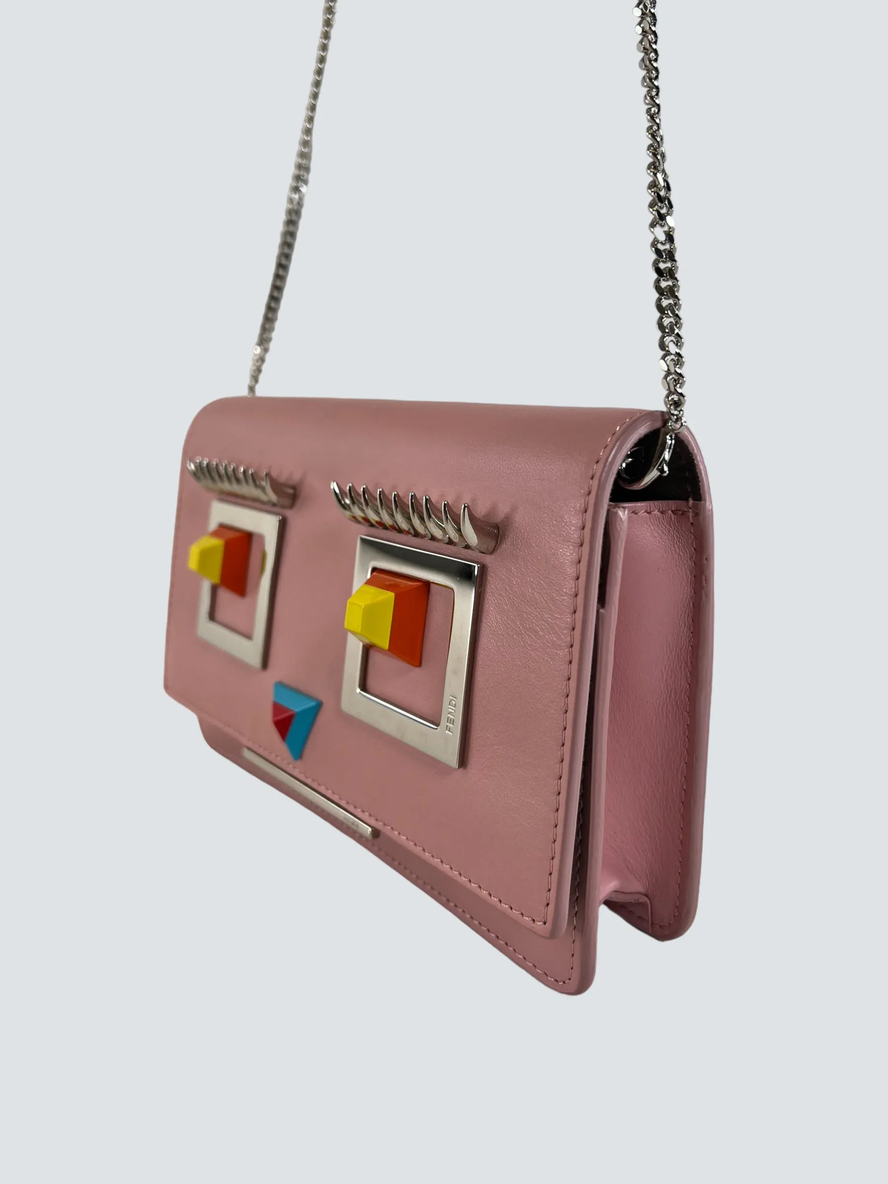Fendi Pink Leather Hypnoteyes Wallet on Chain