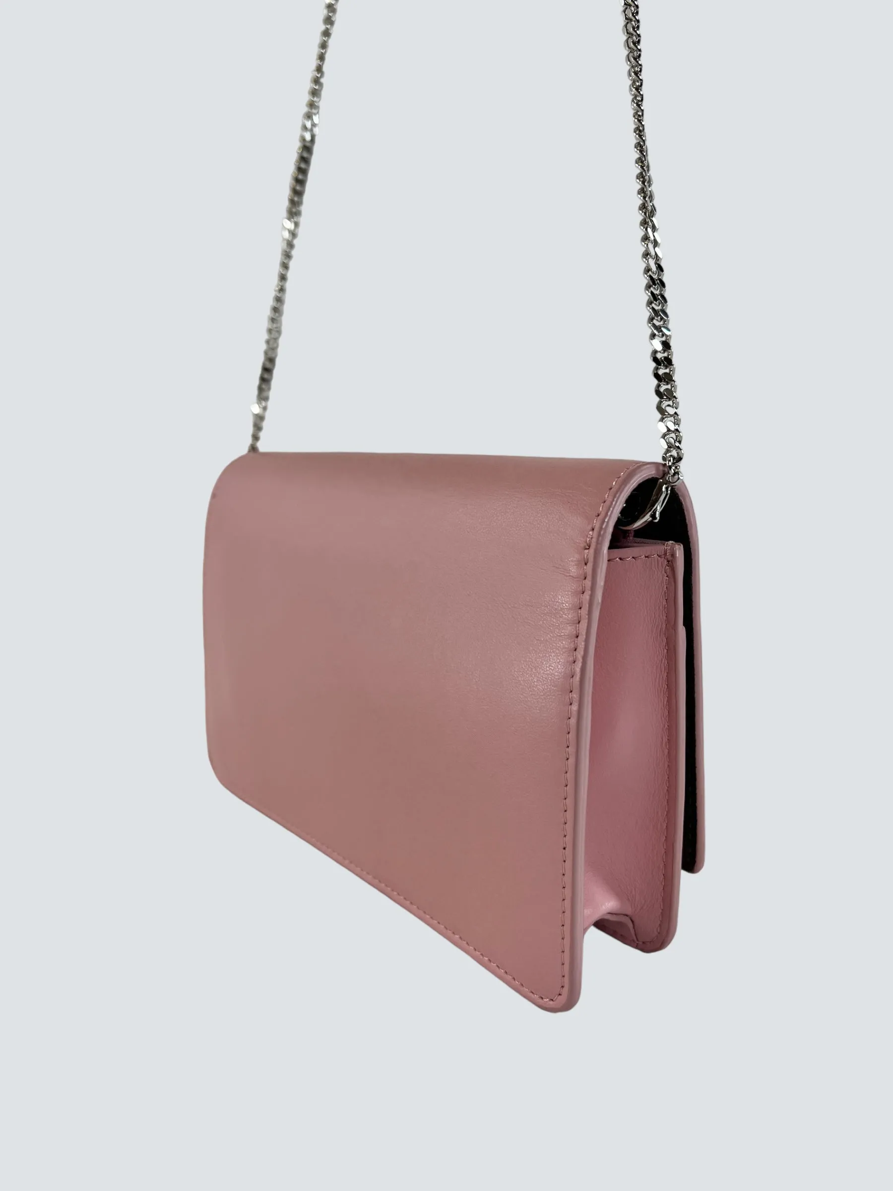 Fendi Pink Leather Hypnoteyes Wallet on Chain