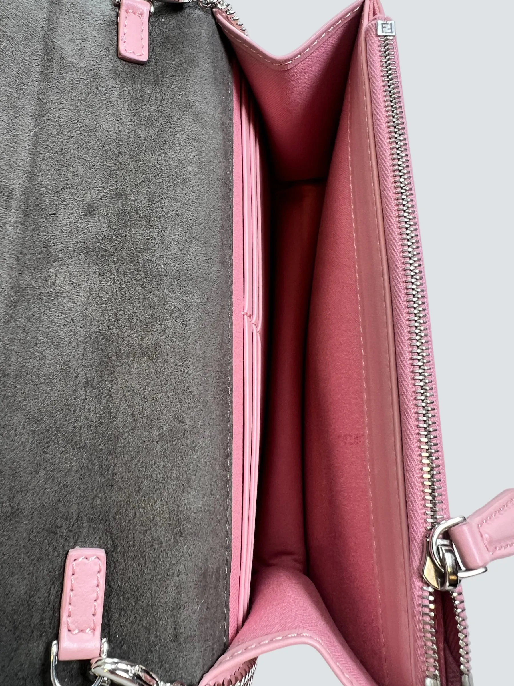 Fendi Pink Leather Hypnoteyes Wallet on Chain