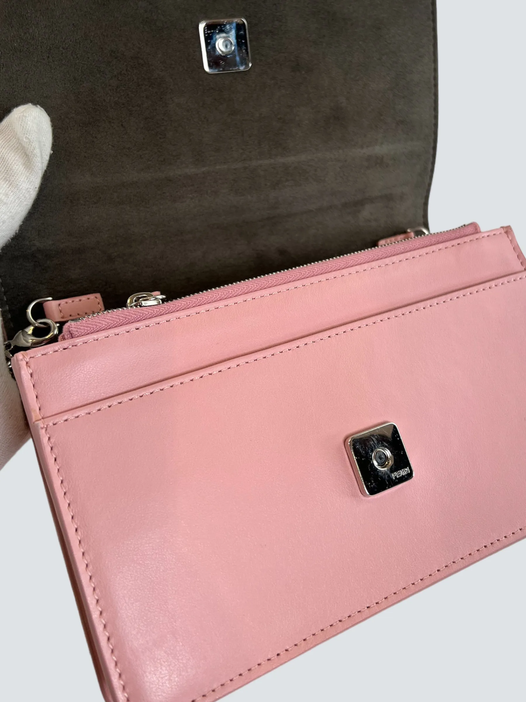 Fendi Pink Leather Hypnoteyes Wallet on Chain