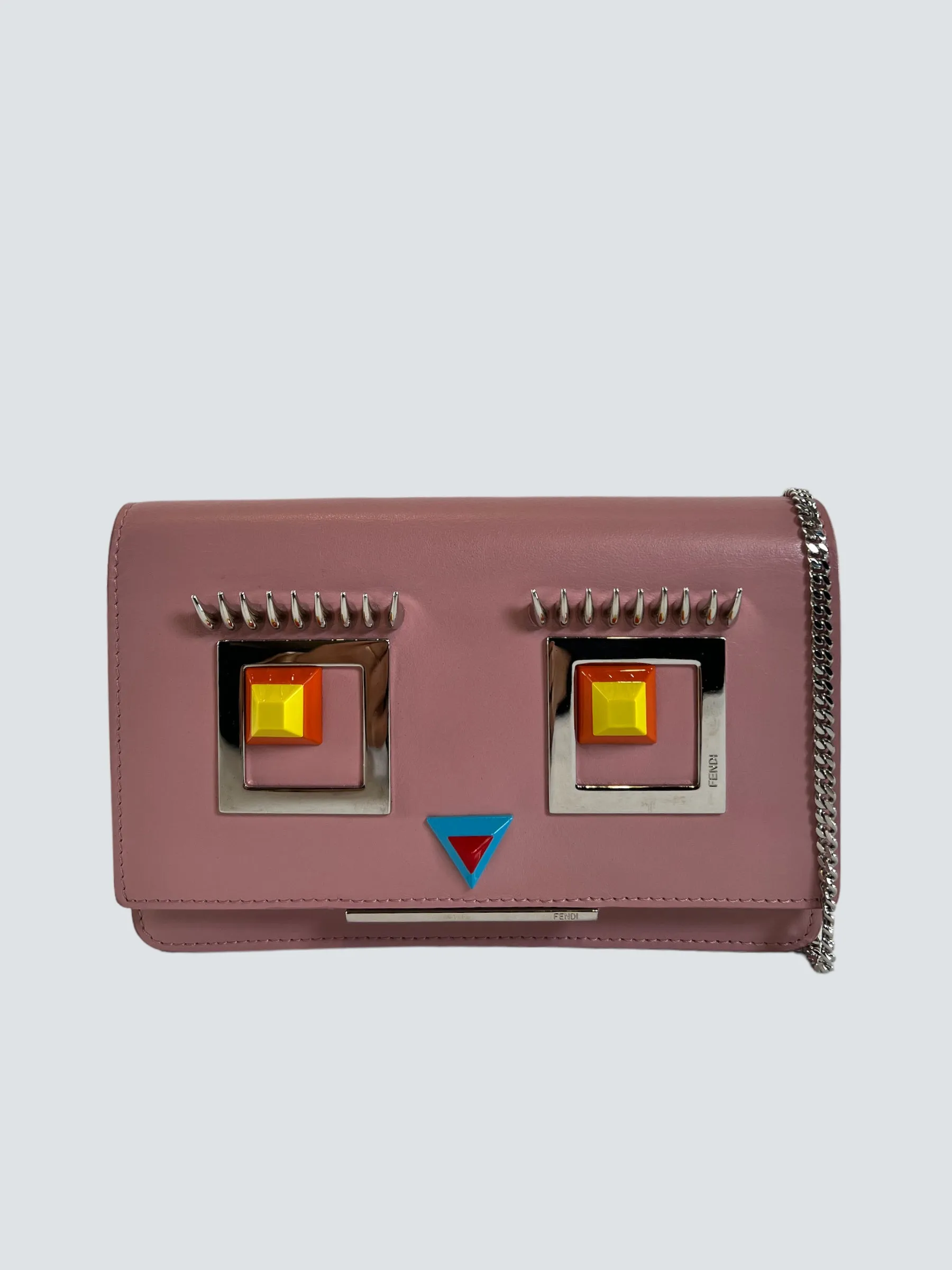 Fendi Pink Leather Hypnoteyes Wallet on Chain