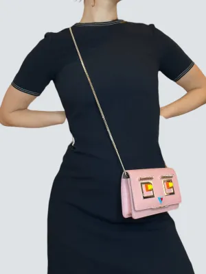 Fendi Pink Leather Hypnoteyes Wallet on Chain