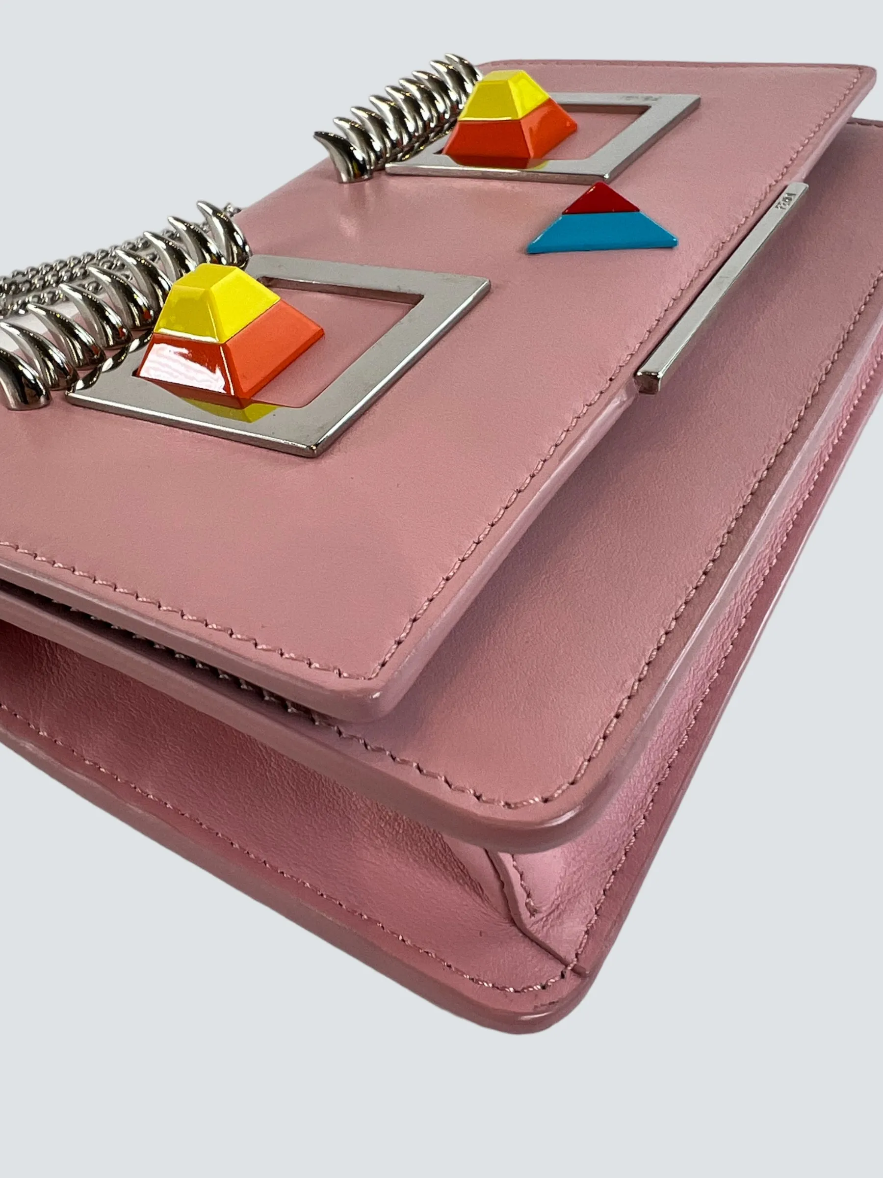 Fendi Pink Leather Hypnoteyes Wallet on Chain
