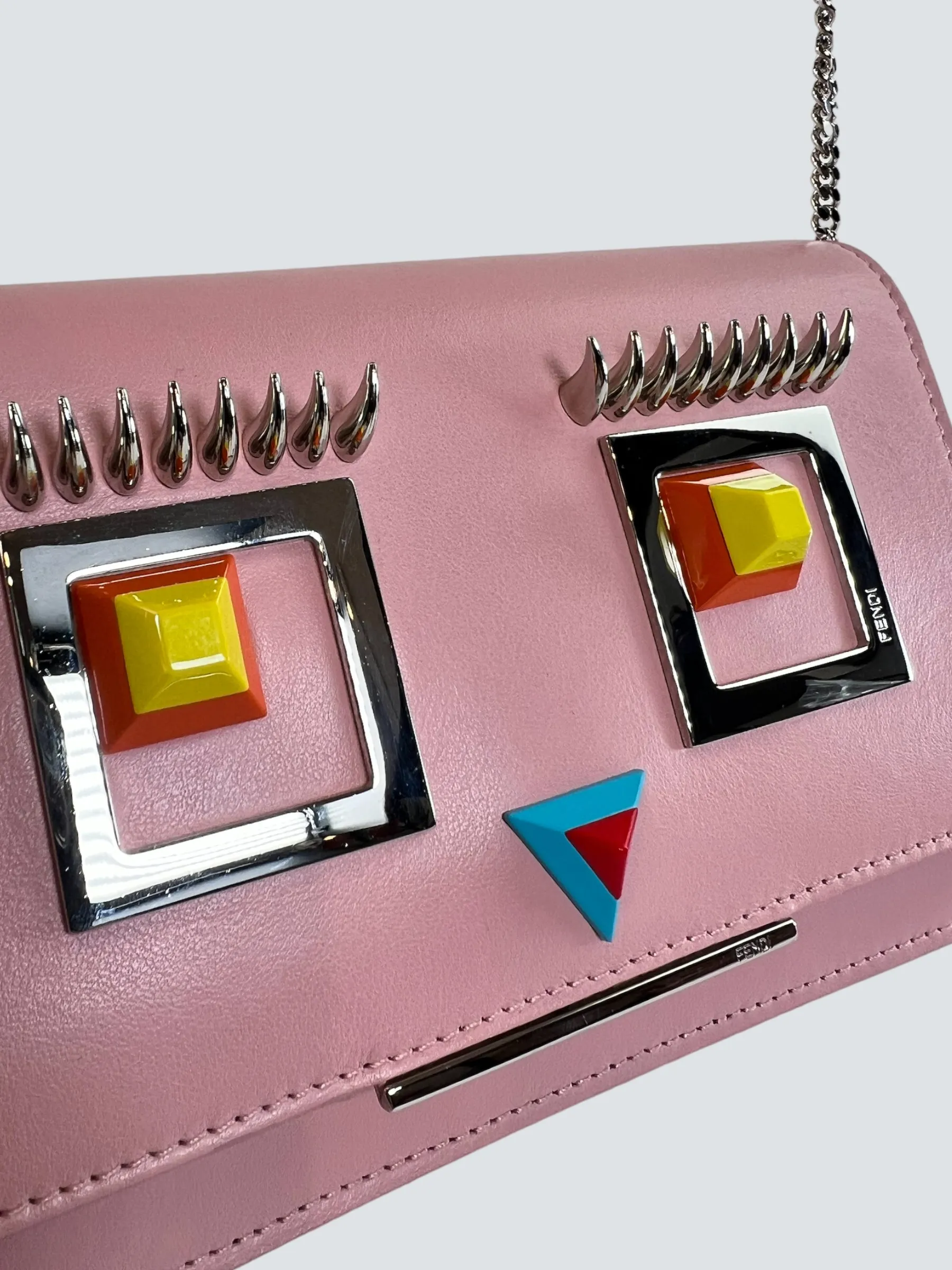 Fendi Pink Leather Hypnoteyes Wallet on Chain