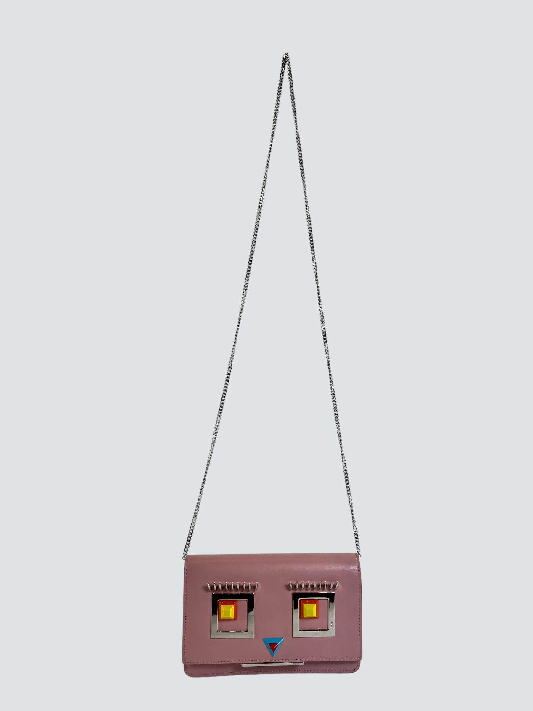 Fendi Pink Leather Hypnoteyes Wallet on Chain