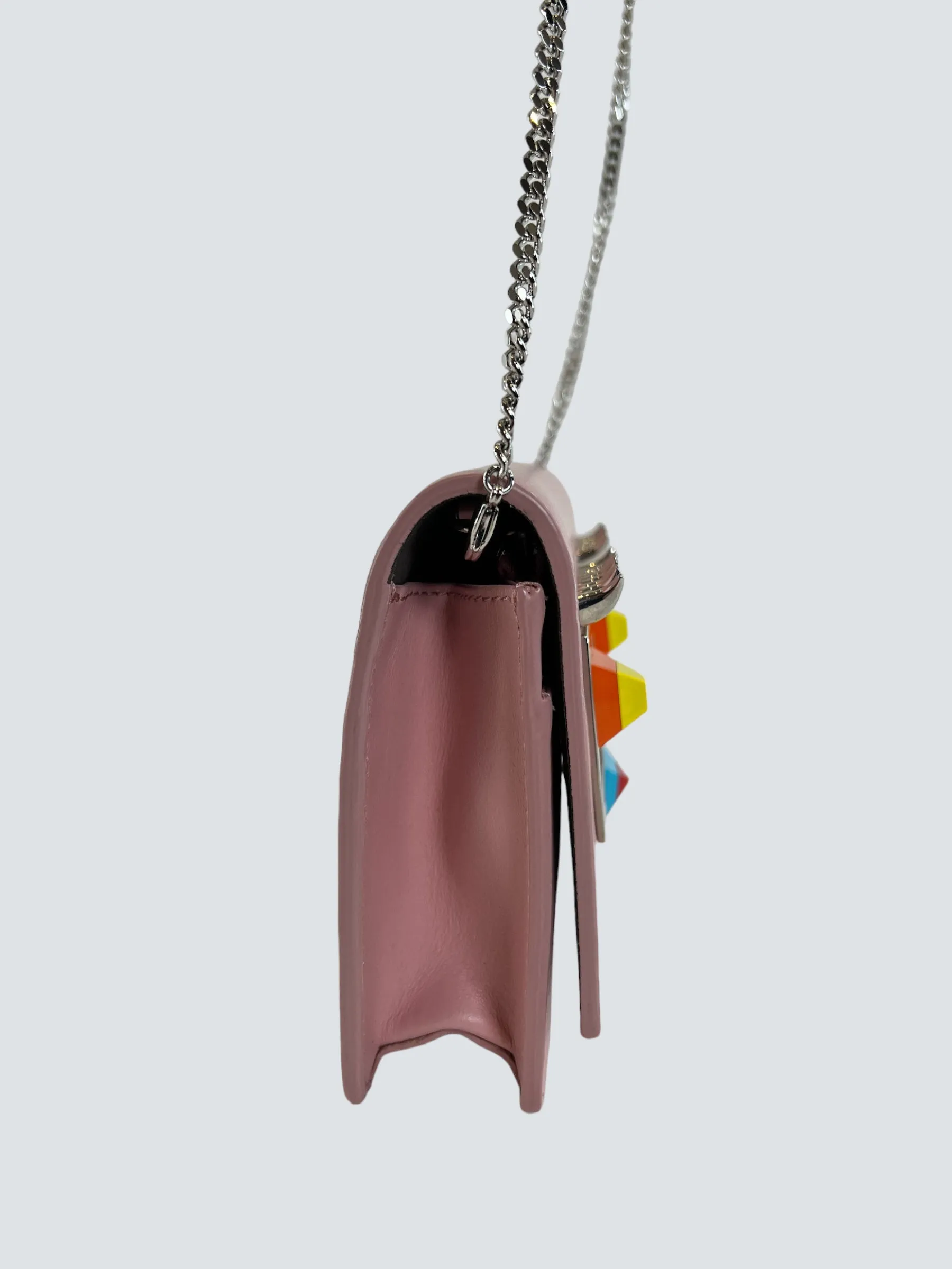 Fendi Pink Leather Hypnoteyes Wallet on Chain