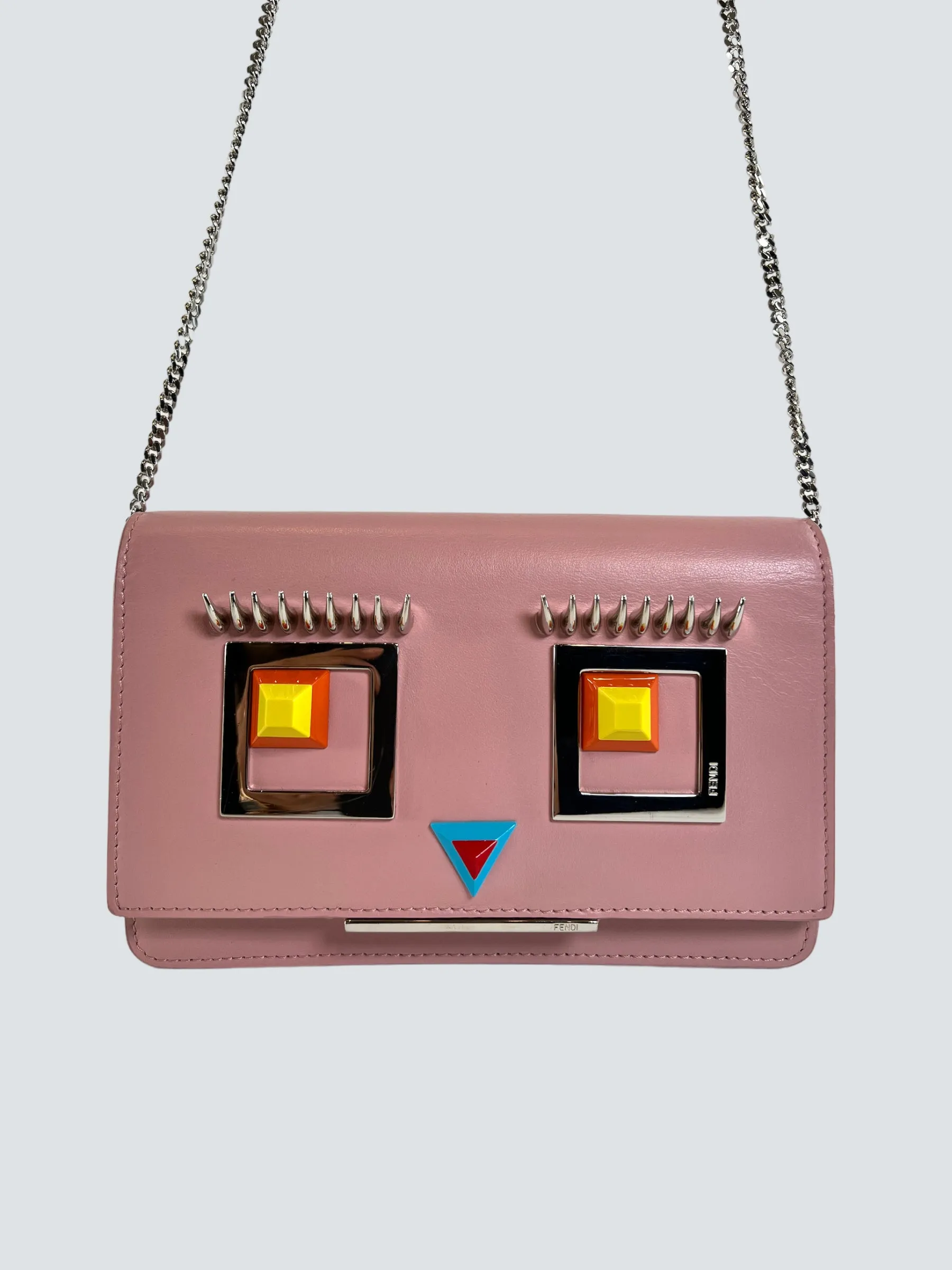 Fendi Pink Leather Hypnoteyes Wallet on Chain