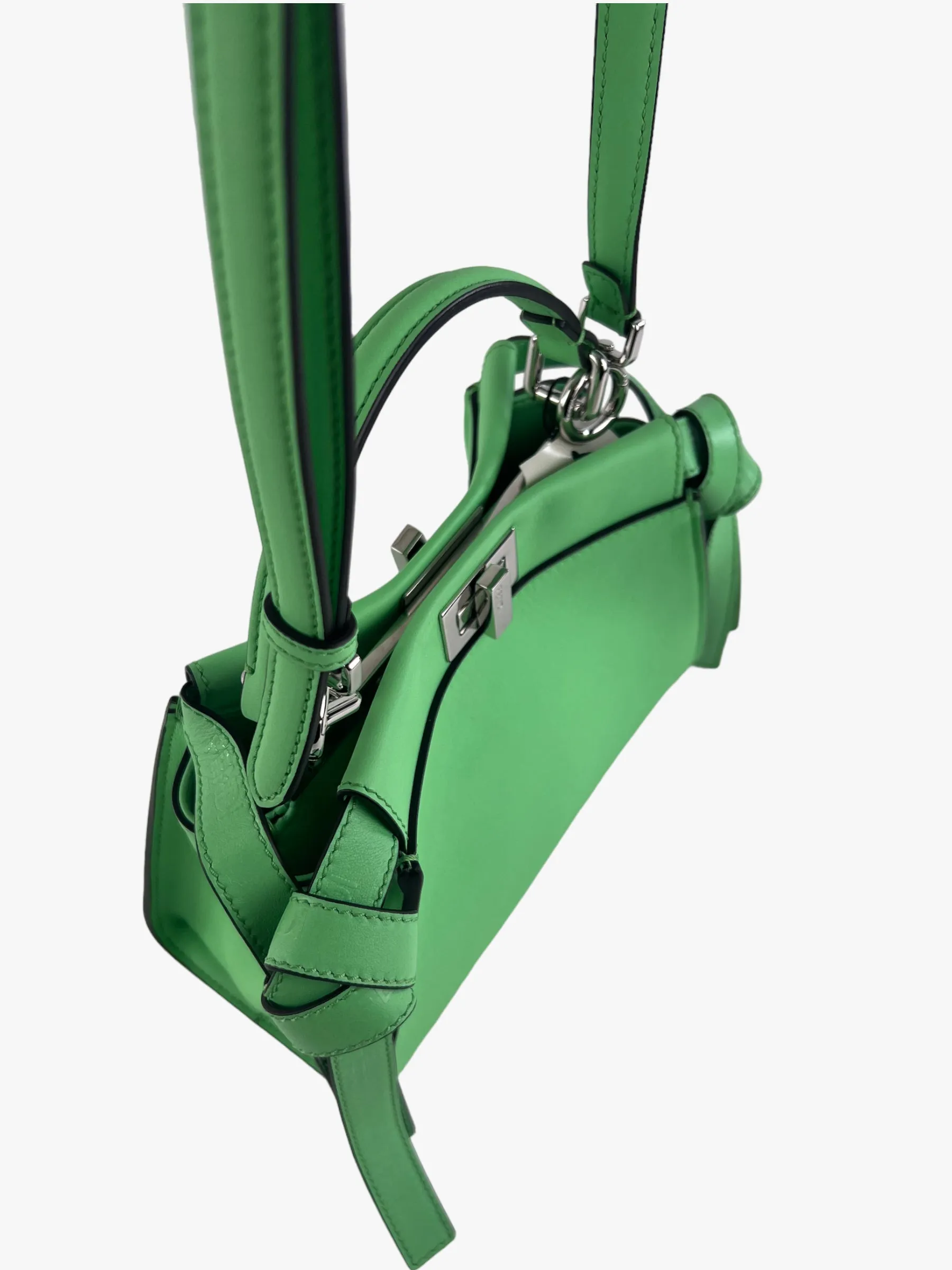 Fendi Pistachio Green Calfskin Leather Peekaboo Mini Crossbody