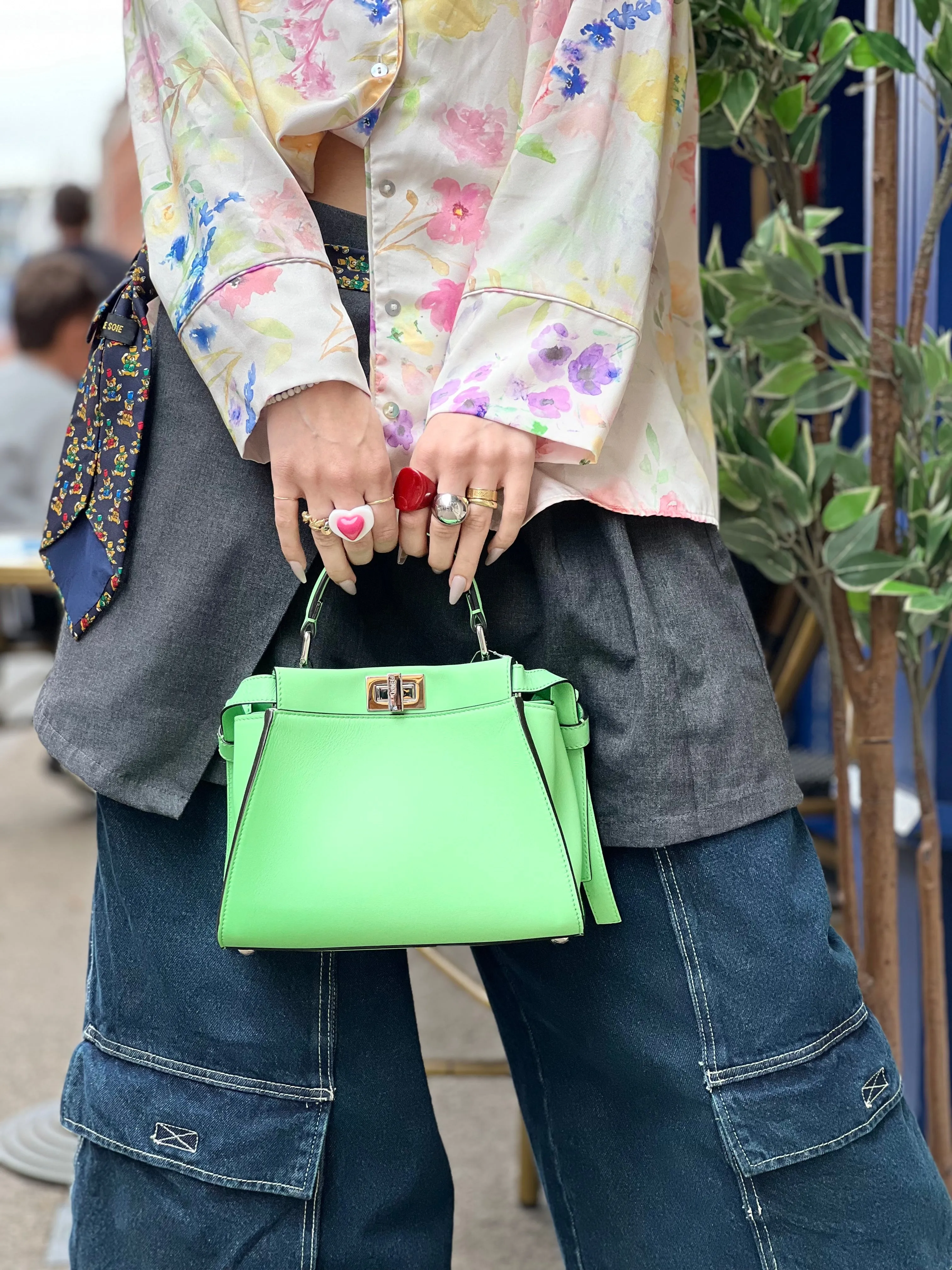 Fendi Pistachio Green Calfskin Leather Peekaboo Mini Crossbody