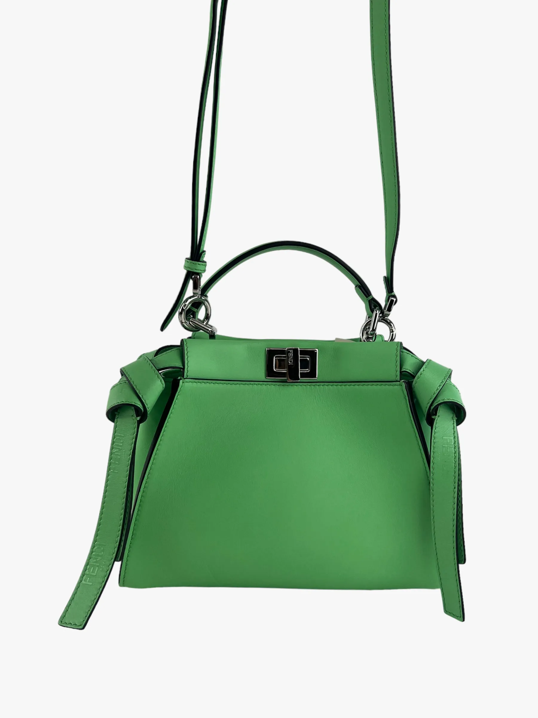 Fendi Pistachio Green Calfskin Leather Peekaboo Mini Crossbody