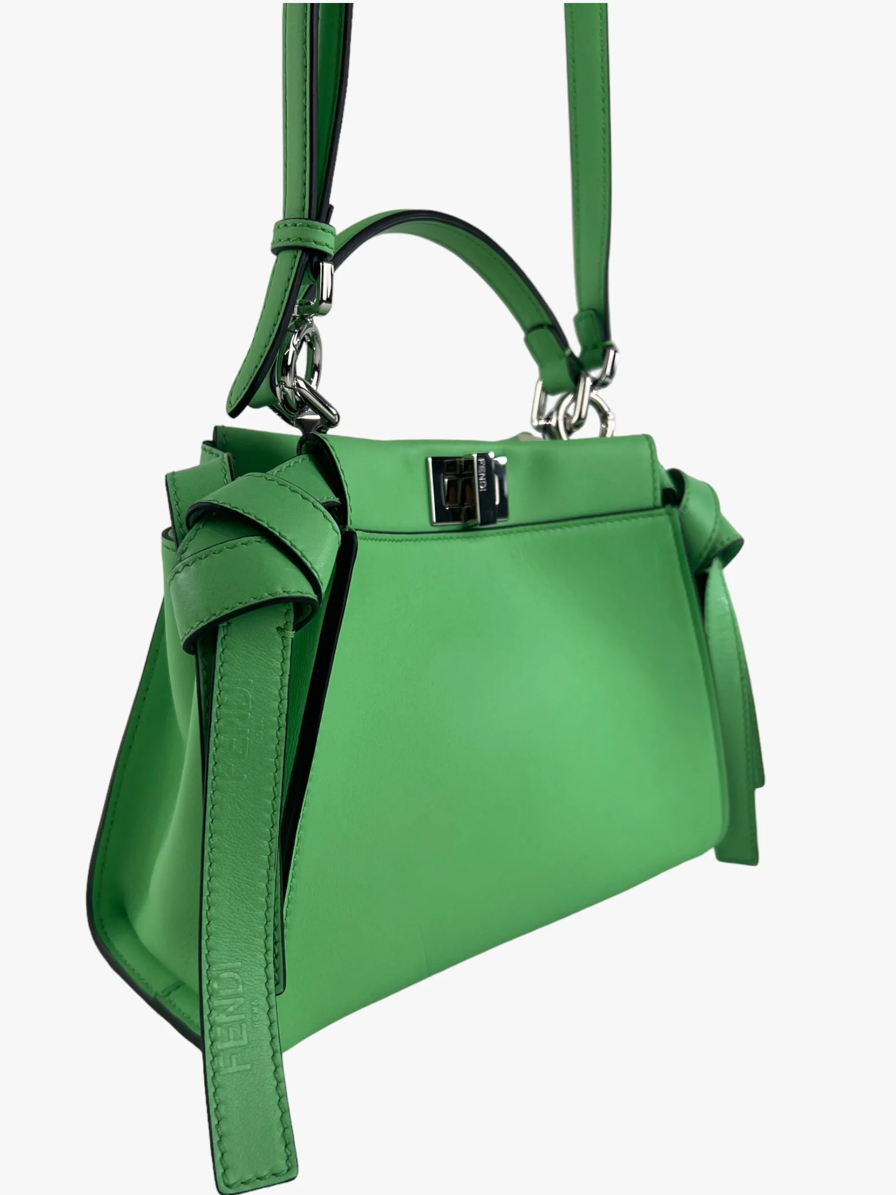 Fendi Pistachio Green Calfskin Leather Peekaboo Mini Crossbody