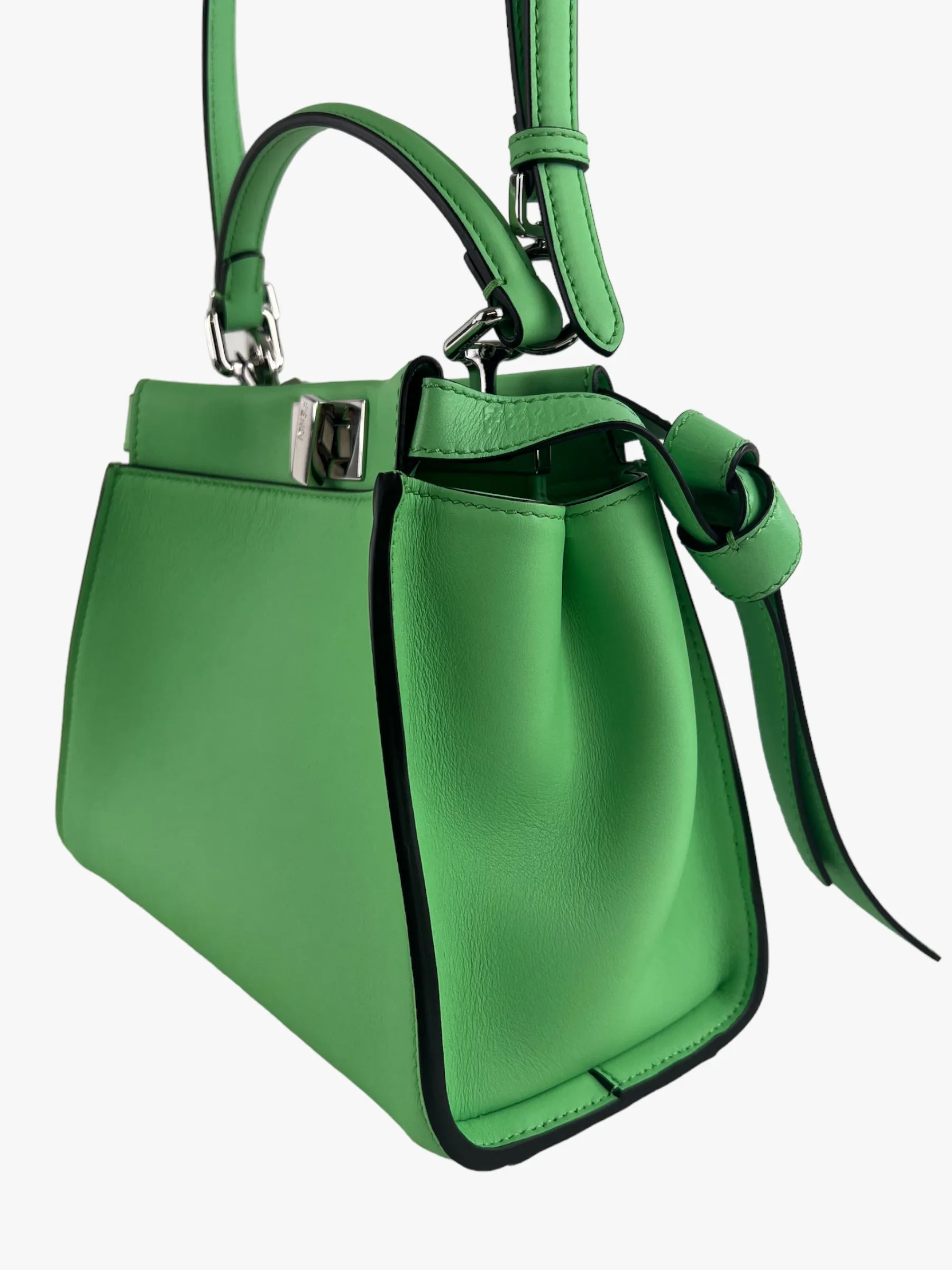 Fendi Pistachio Green Calfskin Leather Peekaboo Mini Crossbody