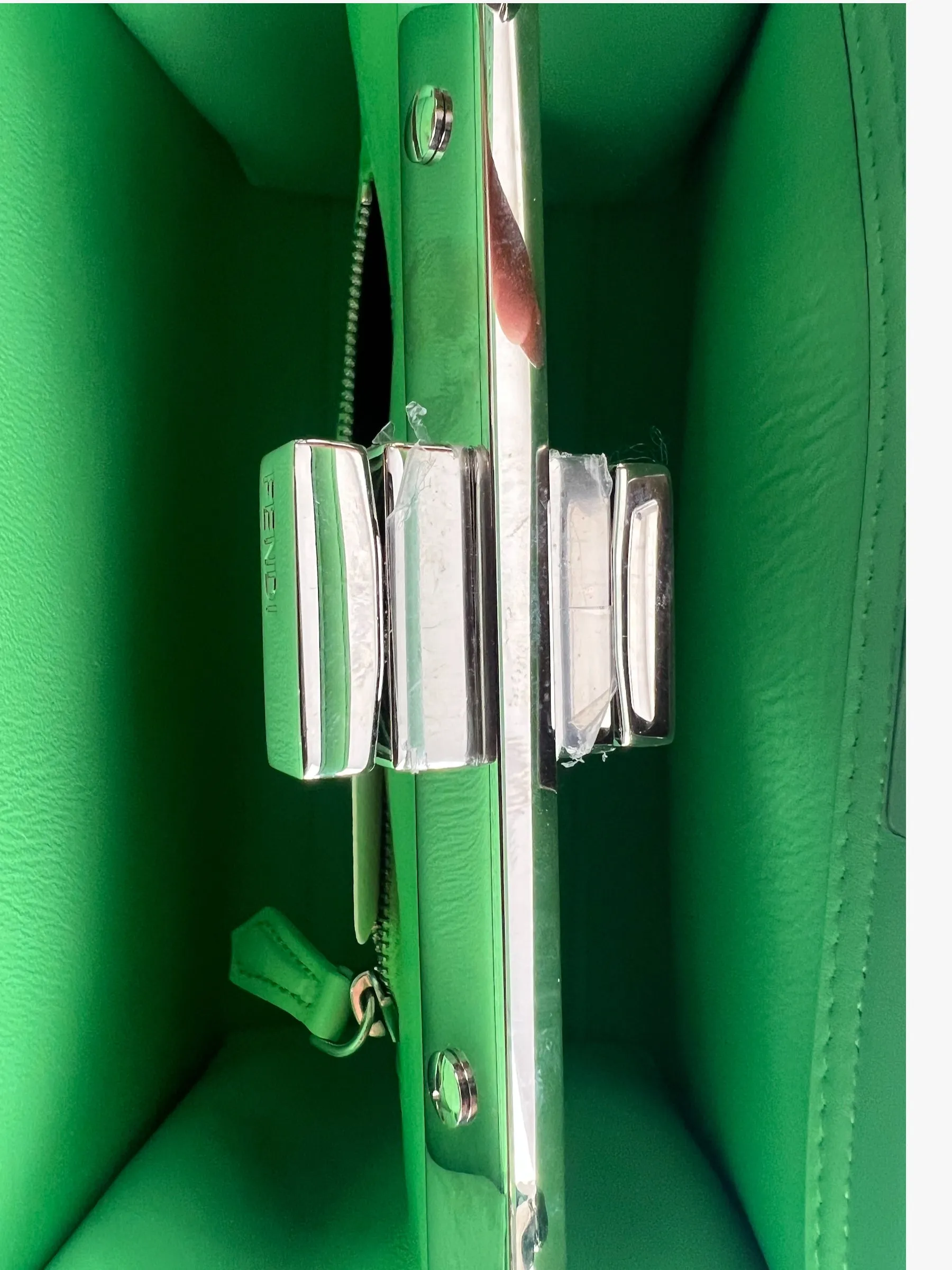 Fendi Pistachio Green Calfskin Leather Peekaboo Mini Crossbody
