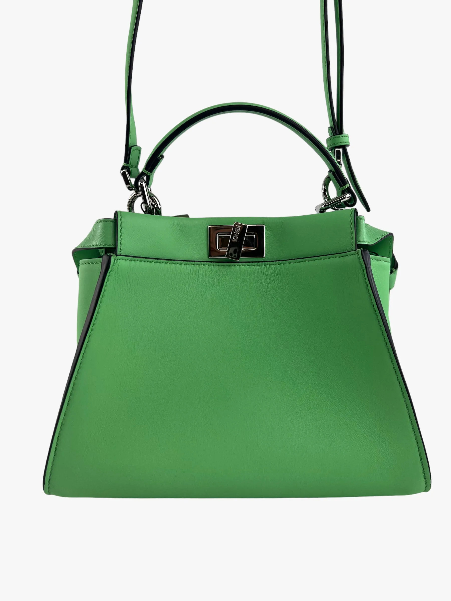 Fendi Pistachio Green Calfskin Leather Peekaboo Mini Crossbody
