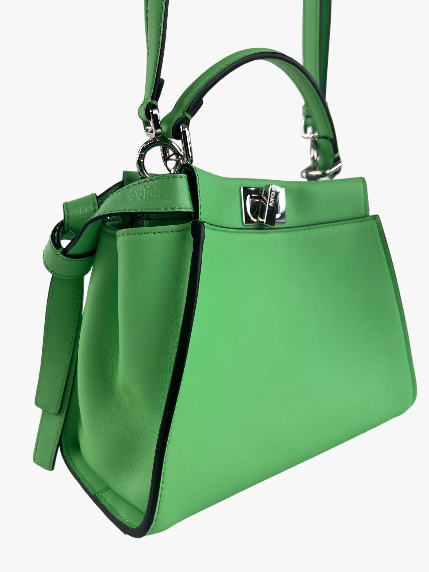 Fendi Pistachio Green Calfskin Leather Peekaboo Mini Crossbody