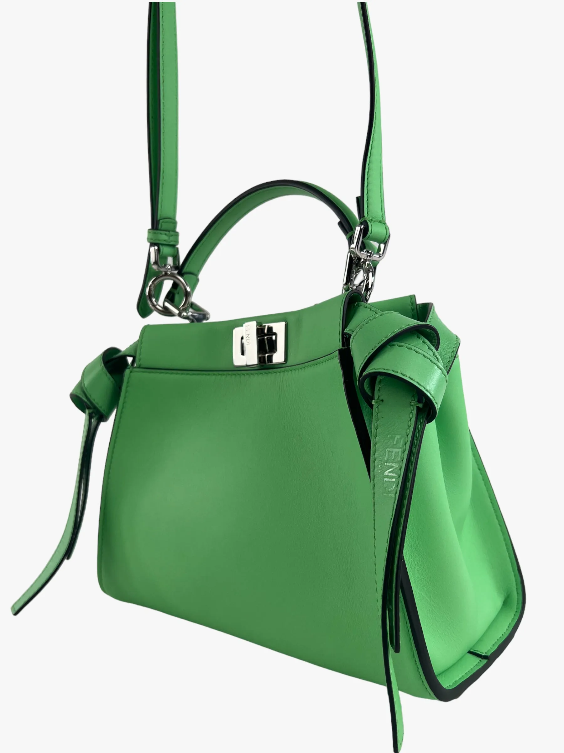 Fendi Pistachio Green Calfskin Leather Peekaboo Mini Crossbody