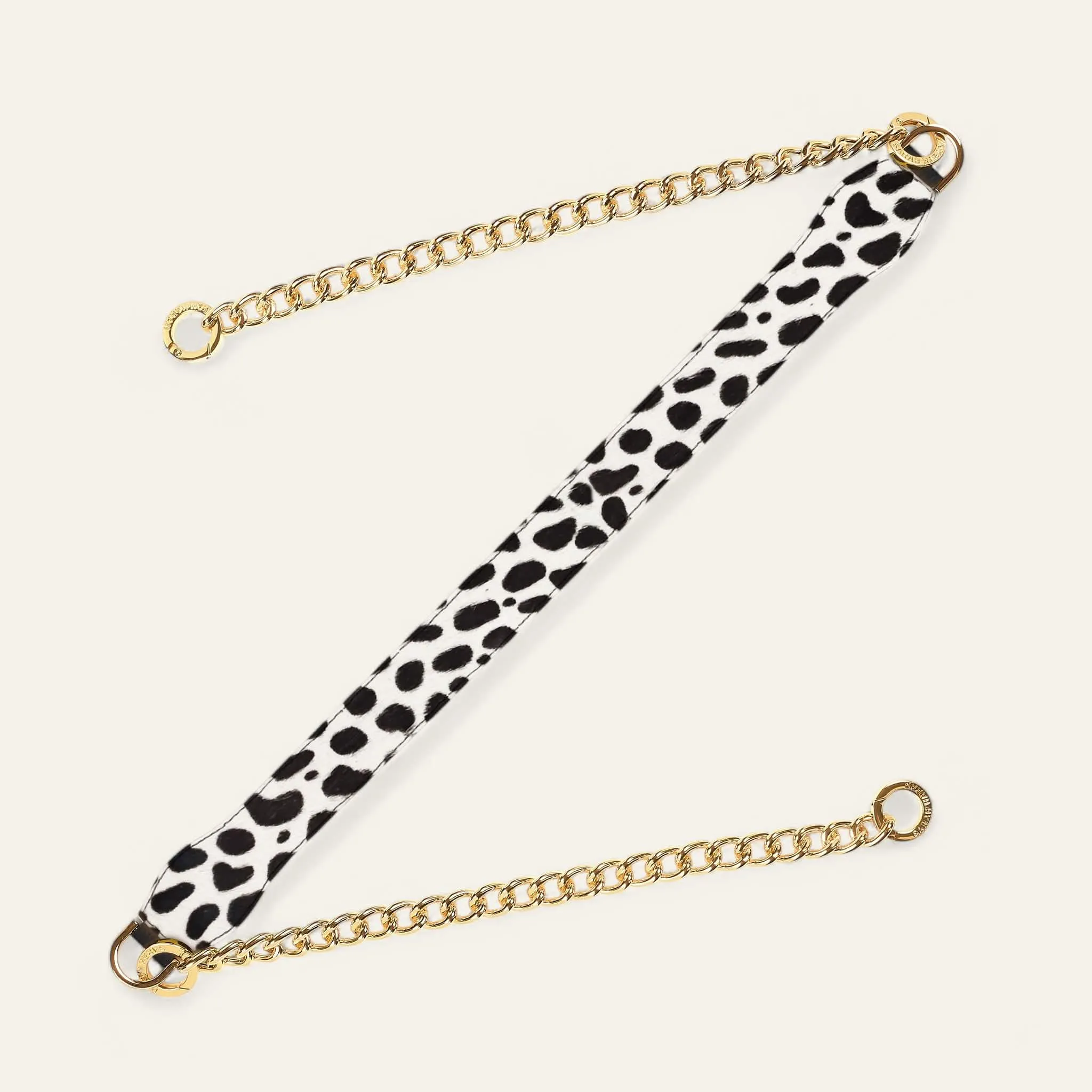 Gemini Strap | Dalmatian Black with Gold hardware