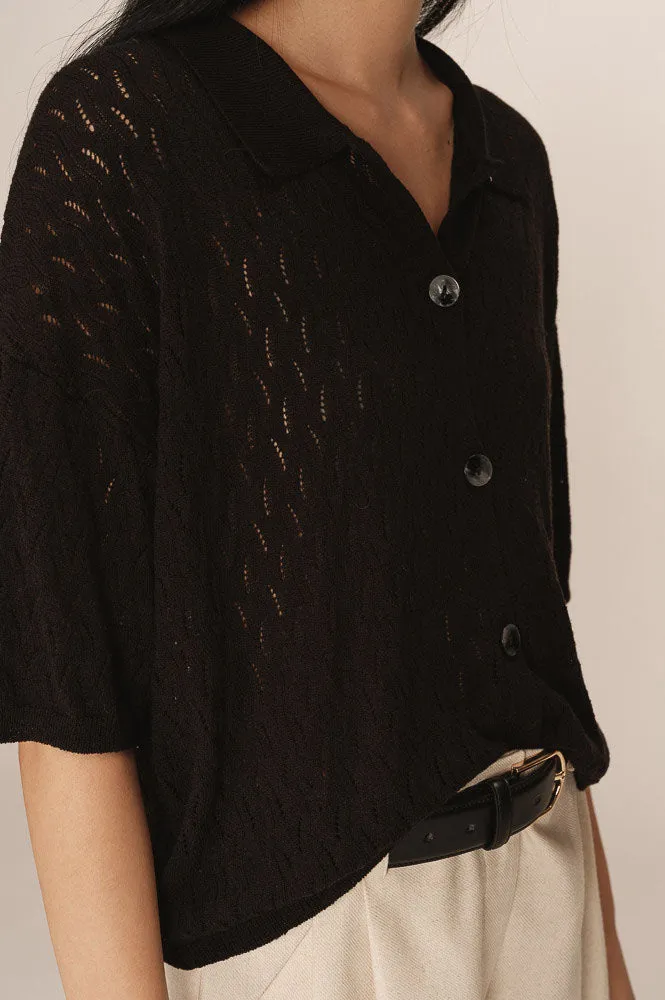 Grace & Mila Pao Fine Knit Black Cardigan