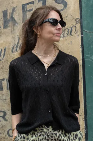 Grace & Mila Pao Fine Knit Black Cardigan