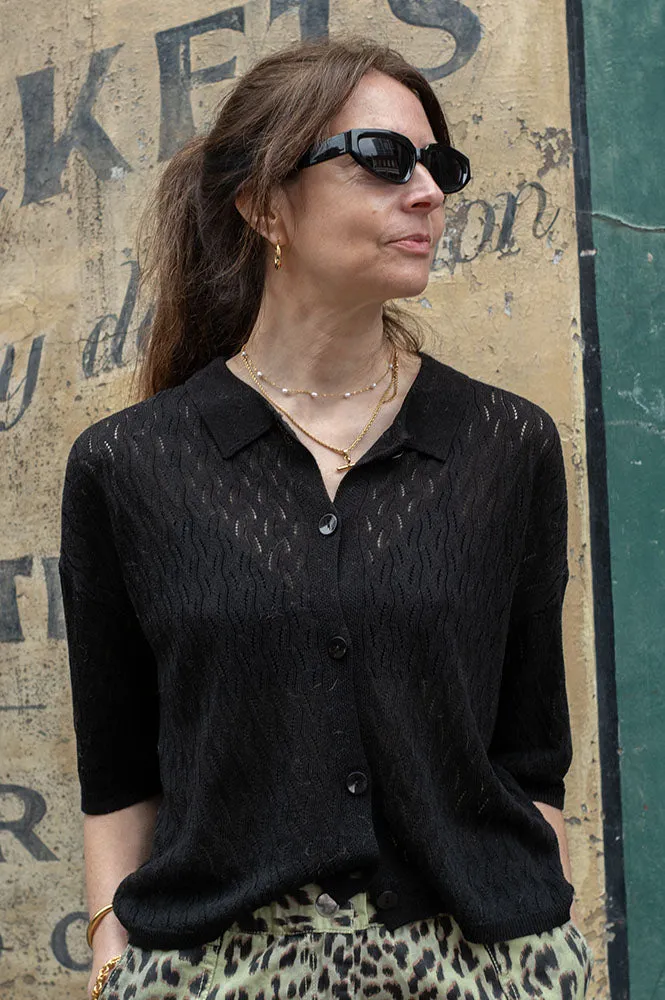 Grace & Mila Pao Fine Knit Black Cardigan