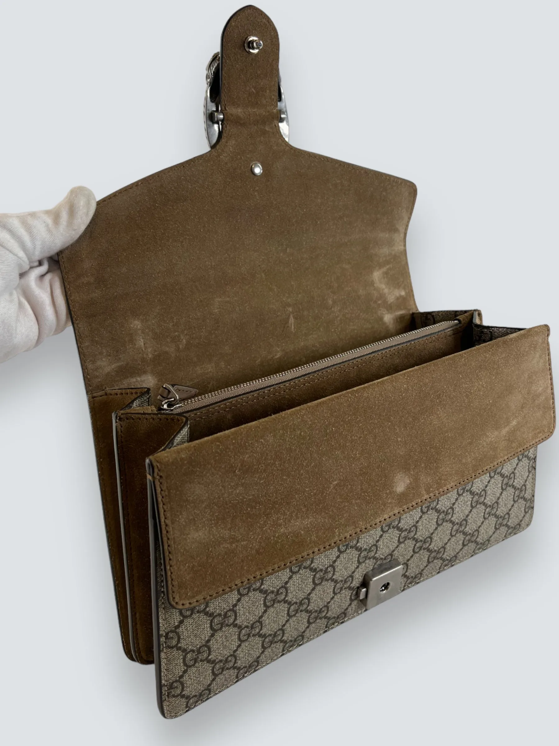 Gucci Monogram Canvas & Suede Dionysus Shoulder Bag