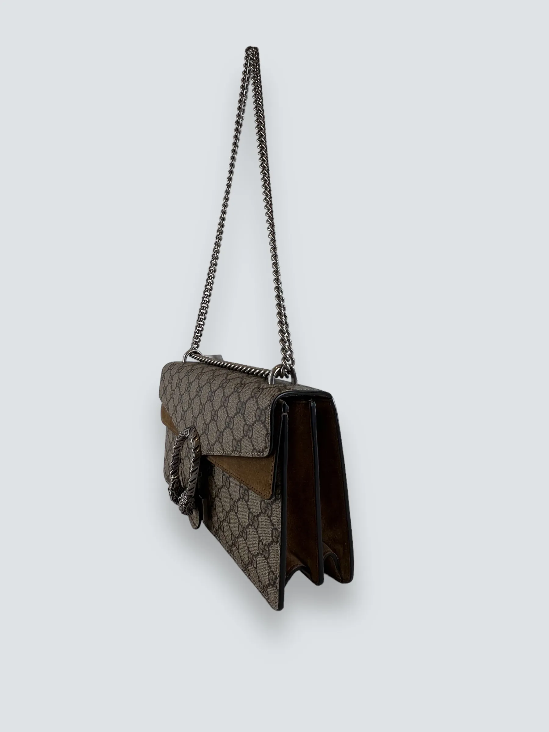 Gucci Monogram Canvas & Suede Dionysus Shoulder Bag