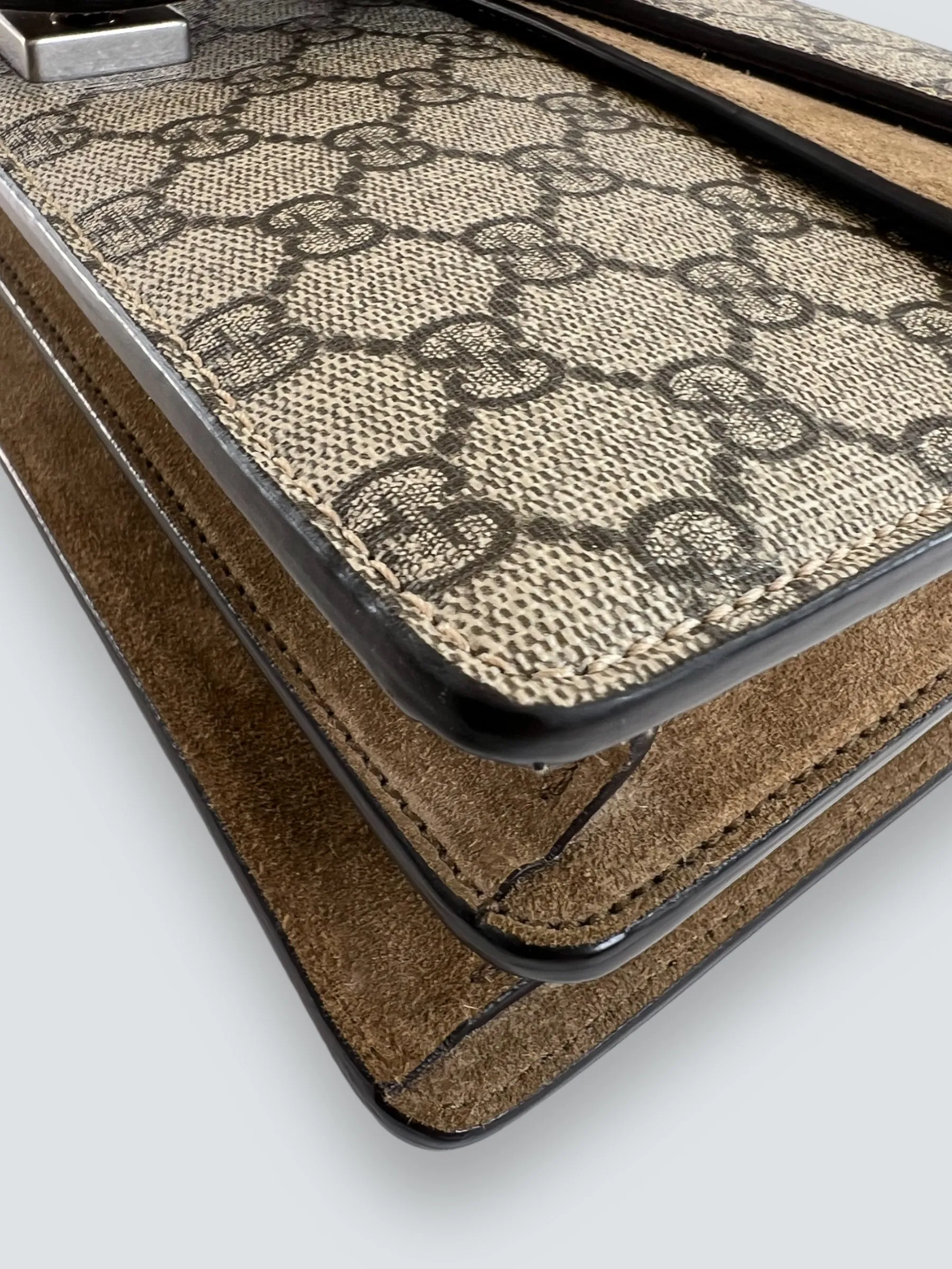 Gucci Monogram Canvas & Suede Dionysus Shoulder Bag