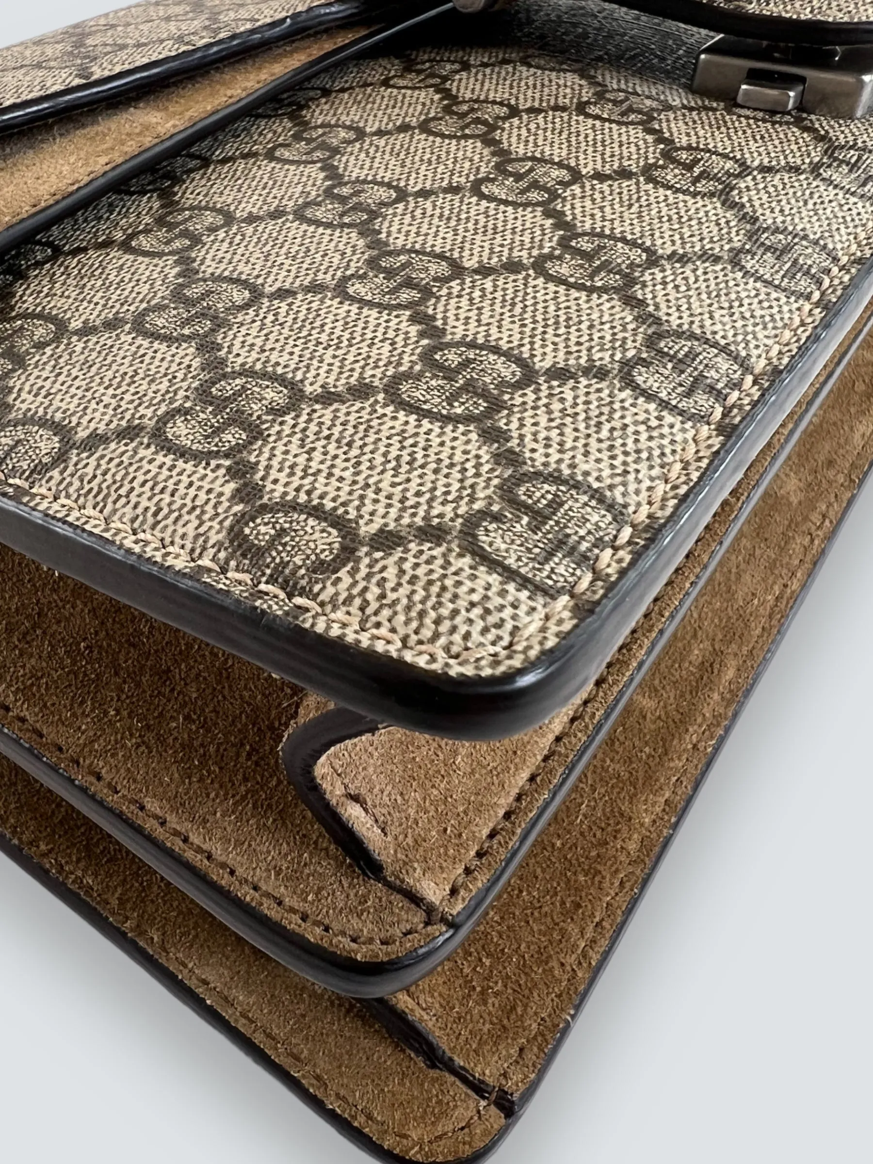Gucci Monogram Canvas & Suede Dionysus Shoulder Bag