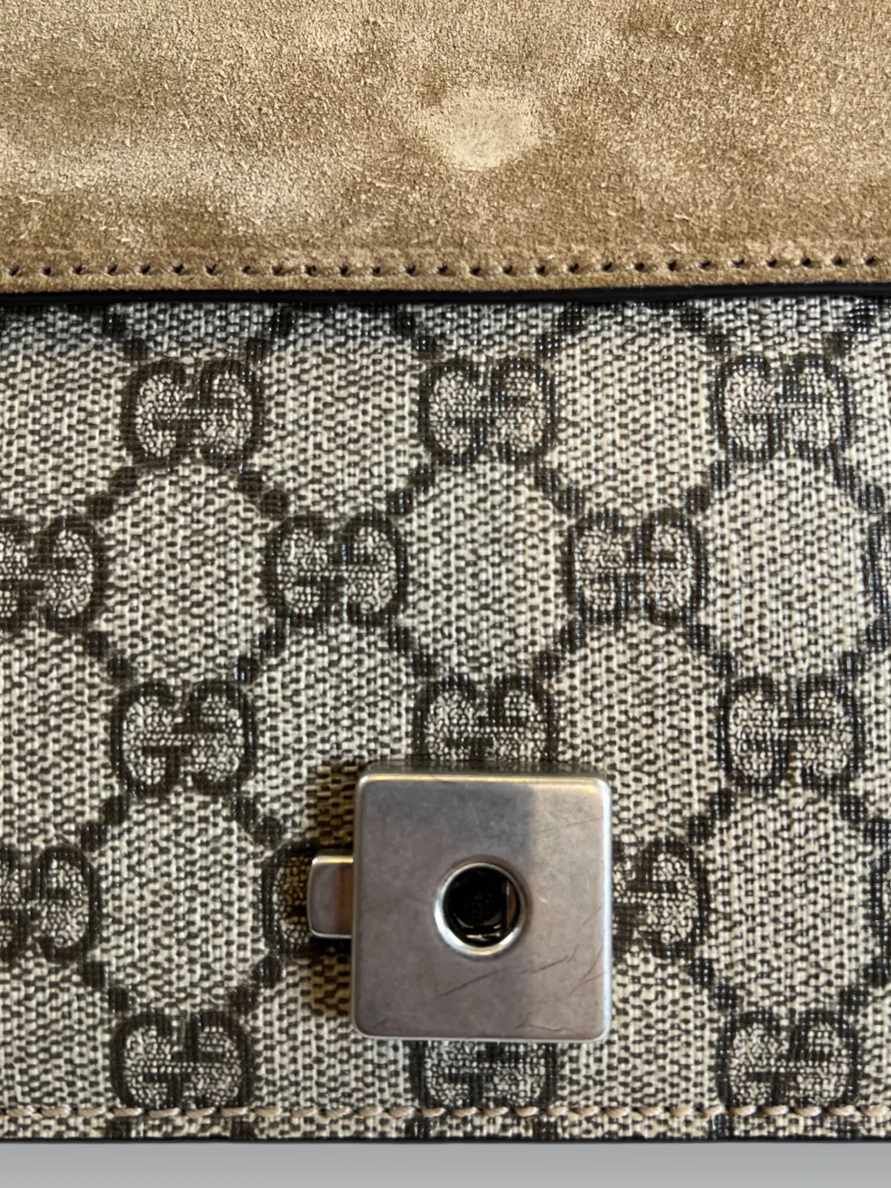 Gucci Monogram Canvas & Suede Dionysus Shoulder Bag