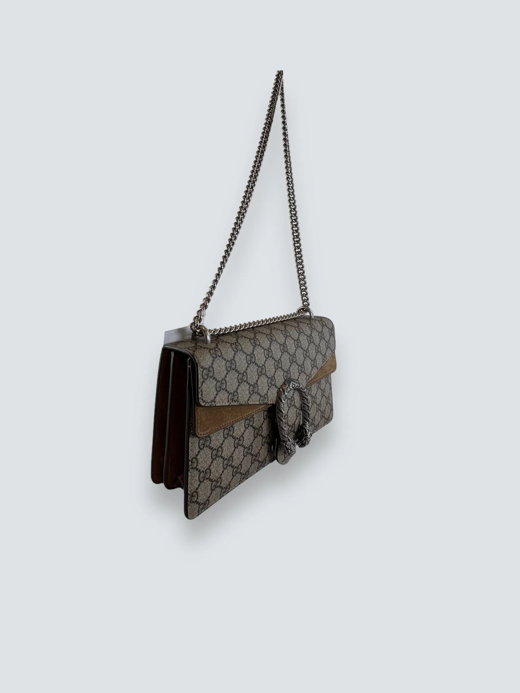 Gucci Monogram Canvas & Suede Dionysus Shoulder Bag