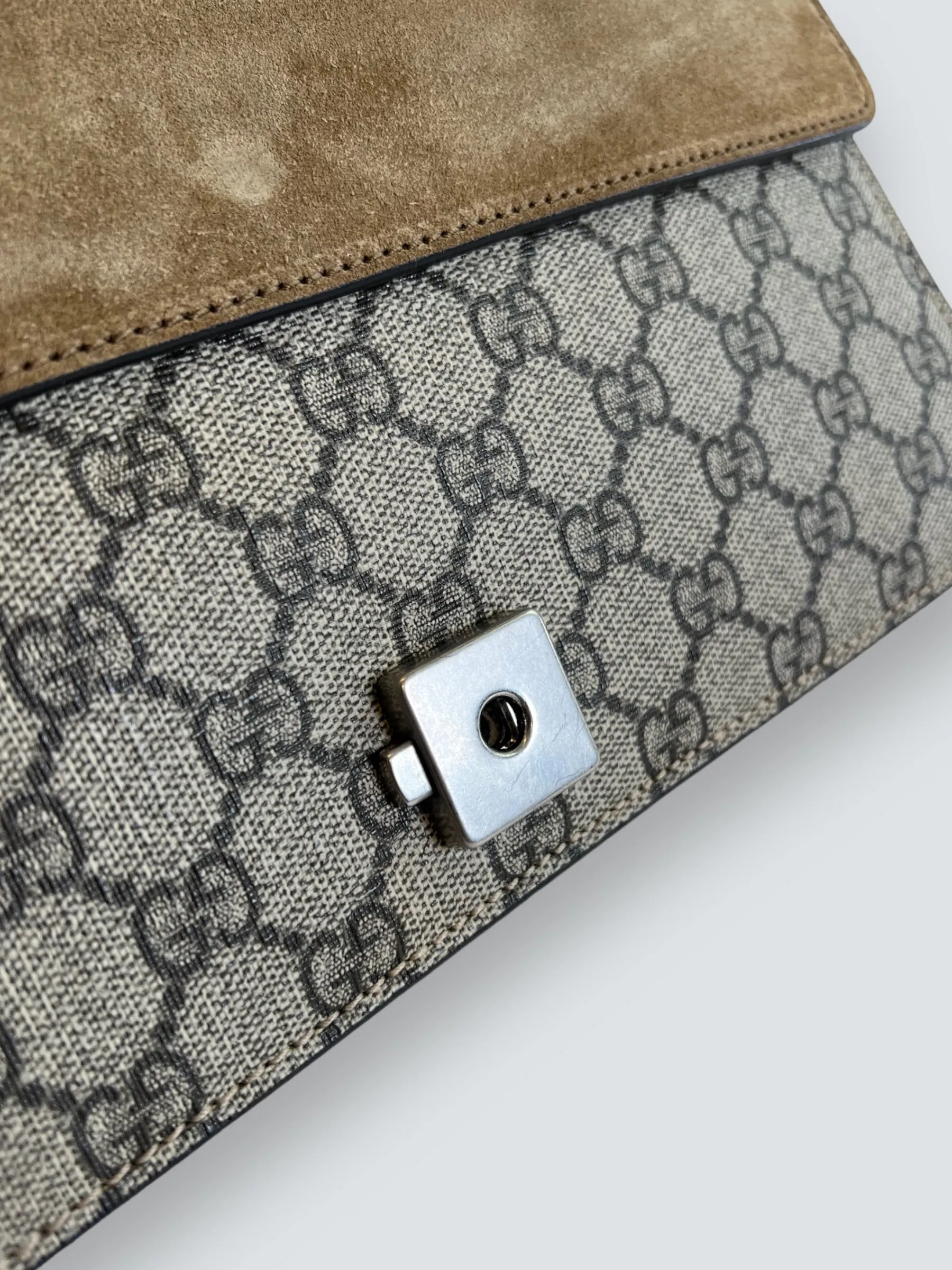 Gucci Monogram Canvas & Suede Dionysus Shoulder Bag