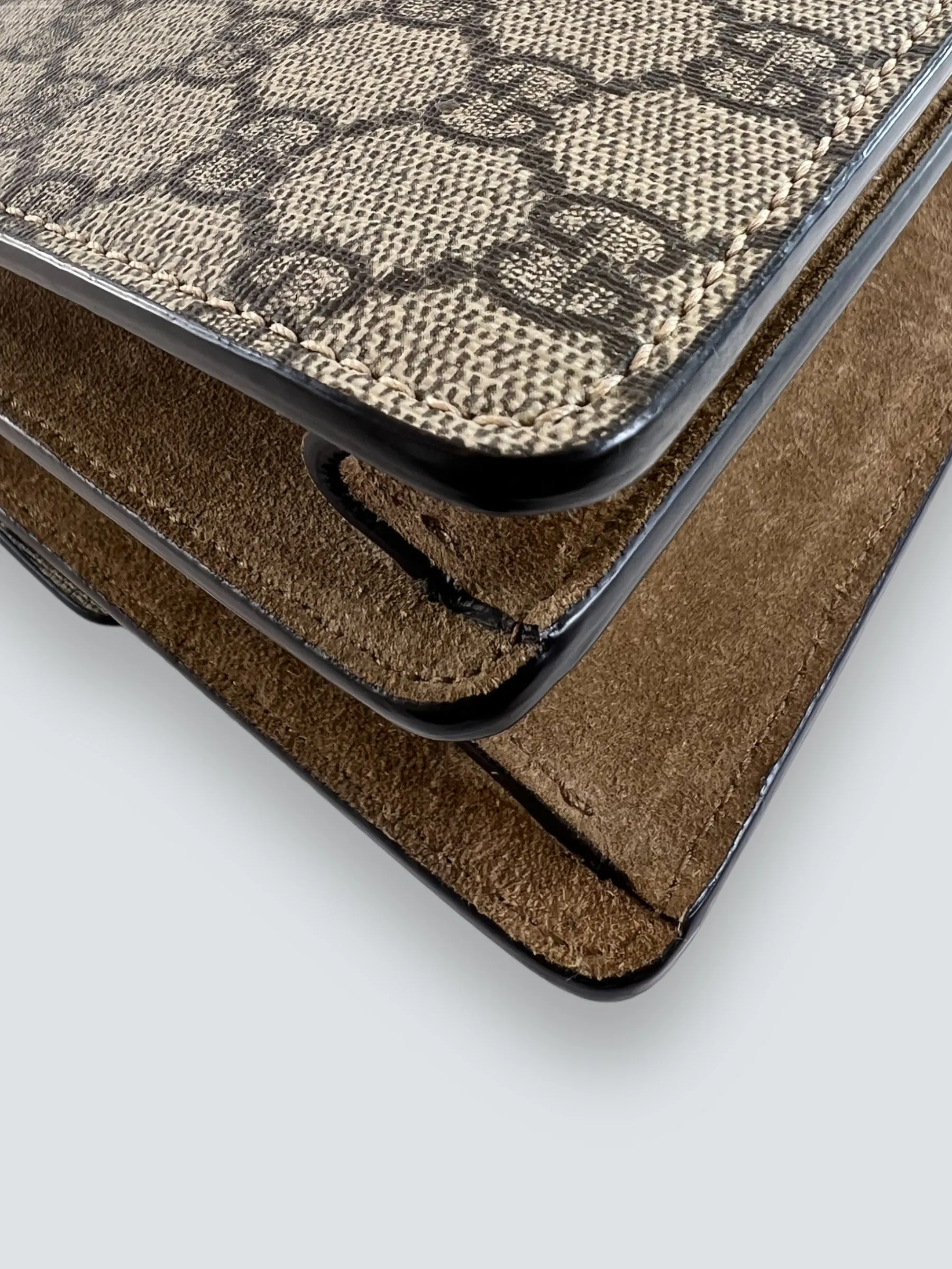 Gucci Monogram Canvas & Suede Dionysus Shoulder Bag