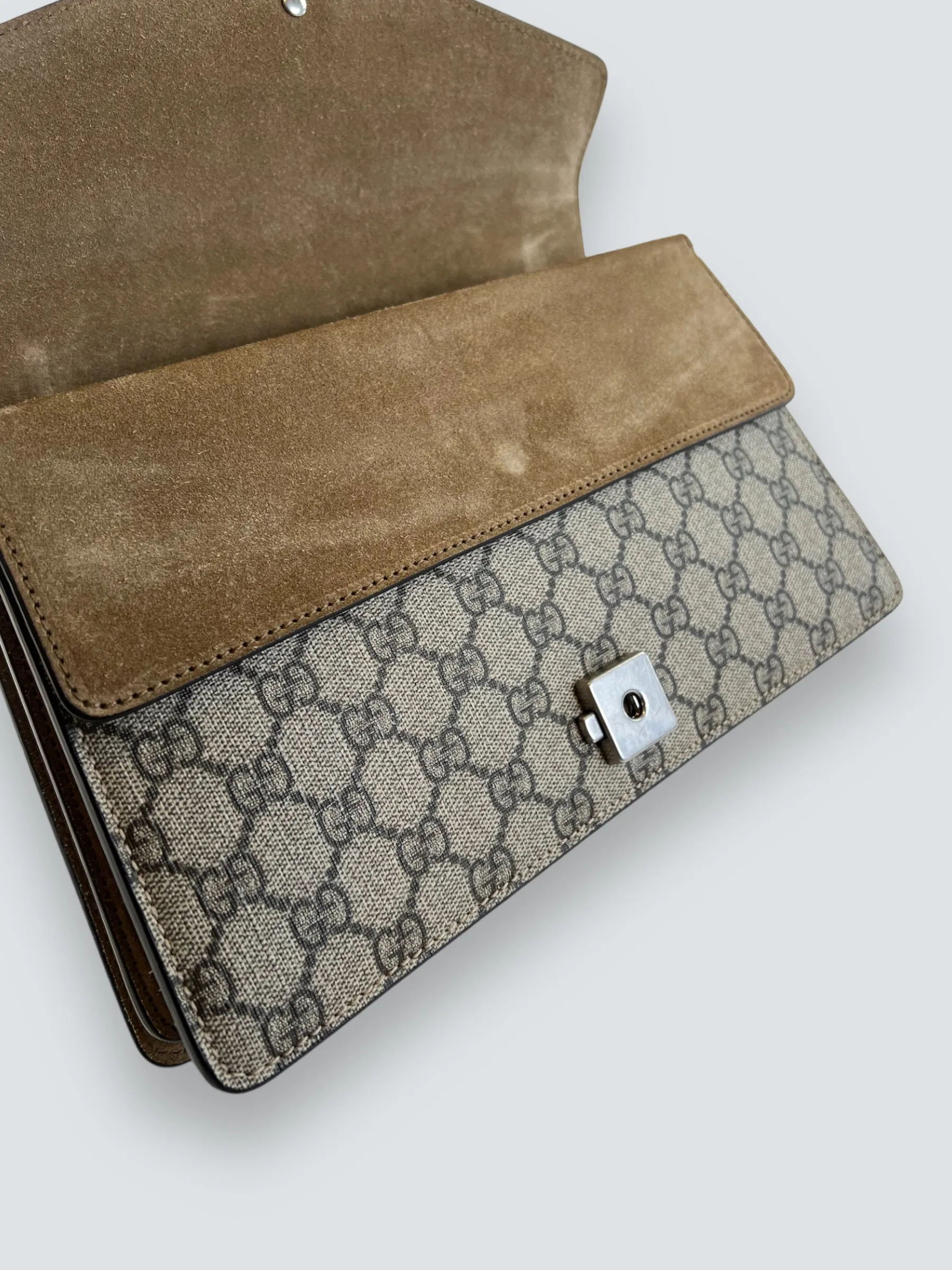 Gucci Monogram Canvas & Suede Dionysus Shoulder Bag