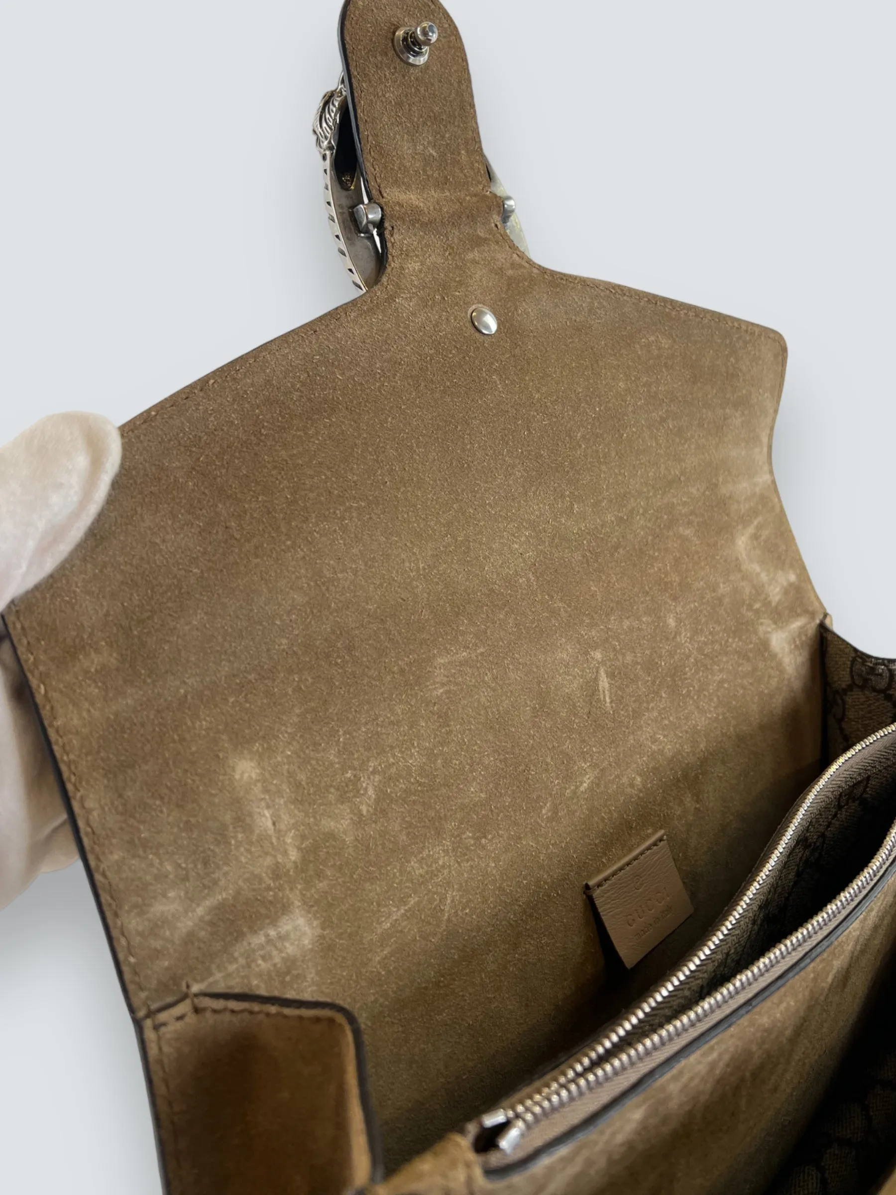 Gucci Monogram Canvas & Suede Dionysus Shoulder Bag