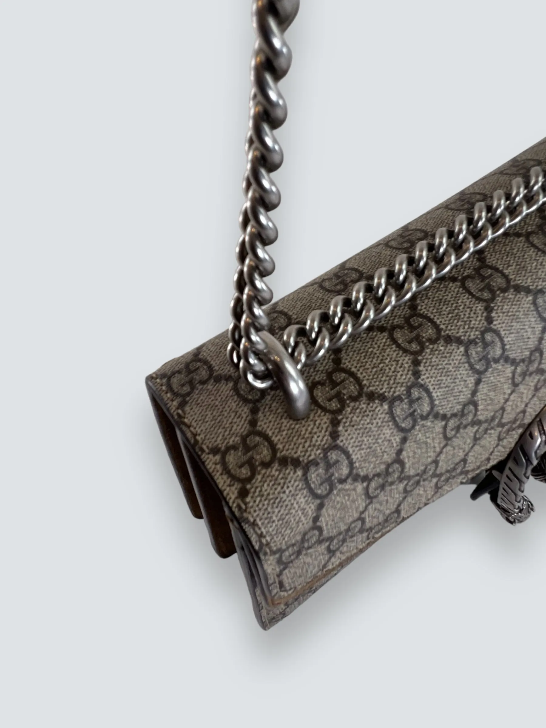 Gucci Monogram Canvas & Suede Dionysus Shoulder Bag