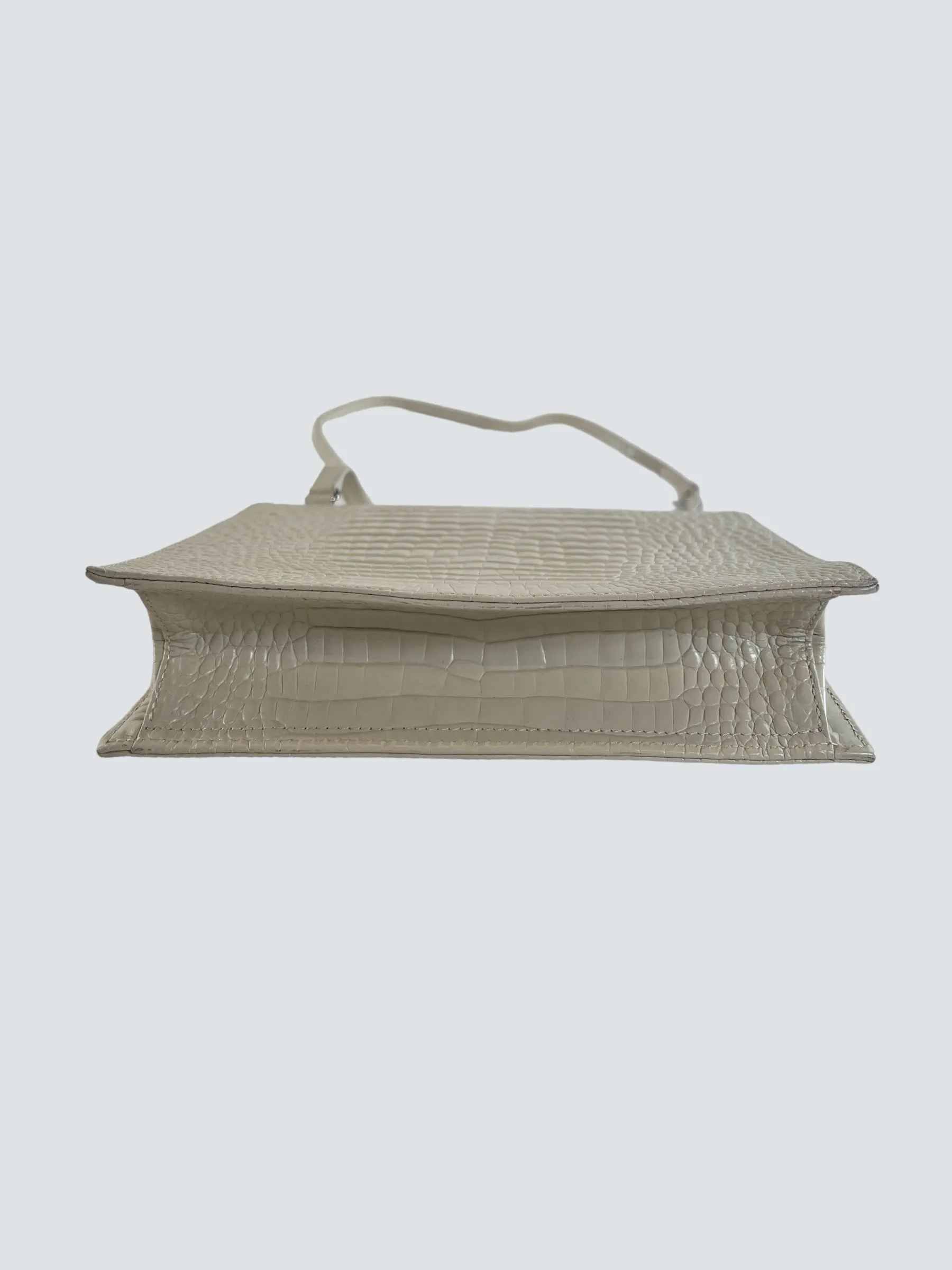 gu_de Edie Ivory Croc Effect Leather Handbag