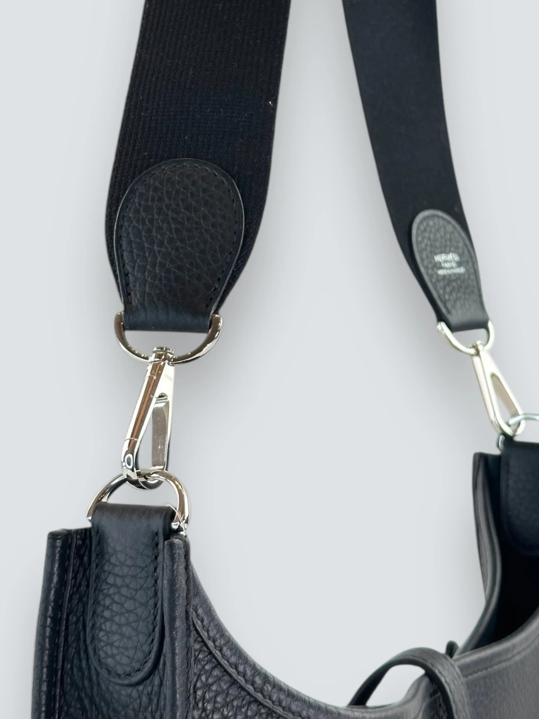 Hermes Black Leather Medium Evelyne Crossbody