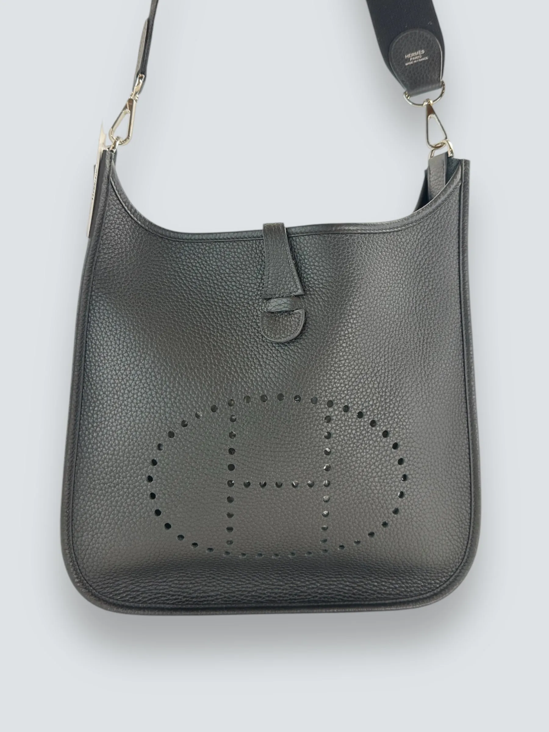 Hermes Black Leather Medium Evelyne Crossbody