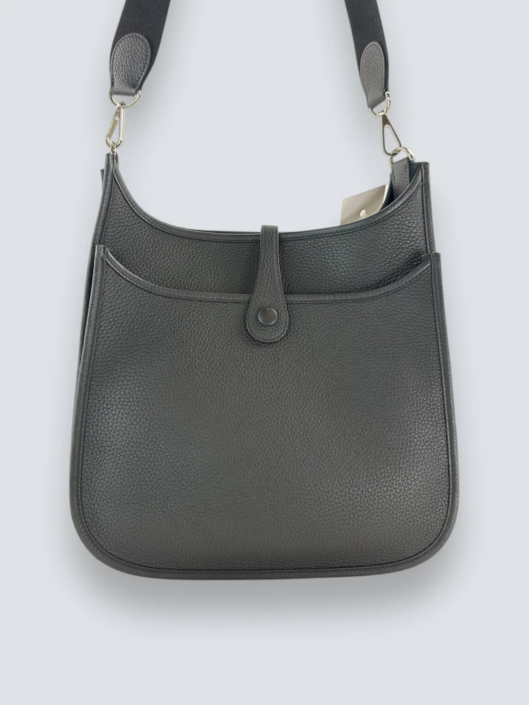 Hermes Black Leather Medium Evelyne Crossbody