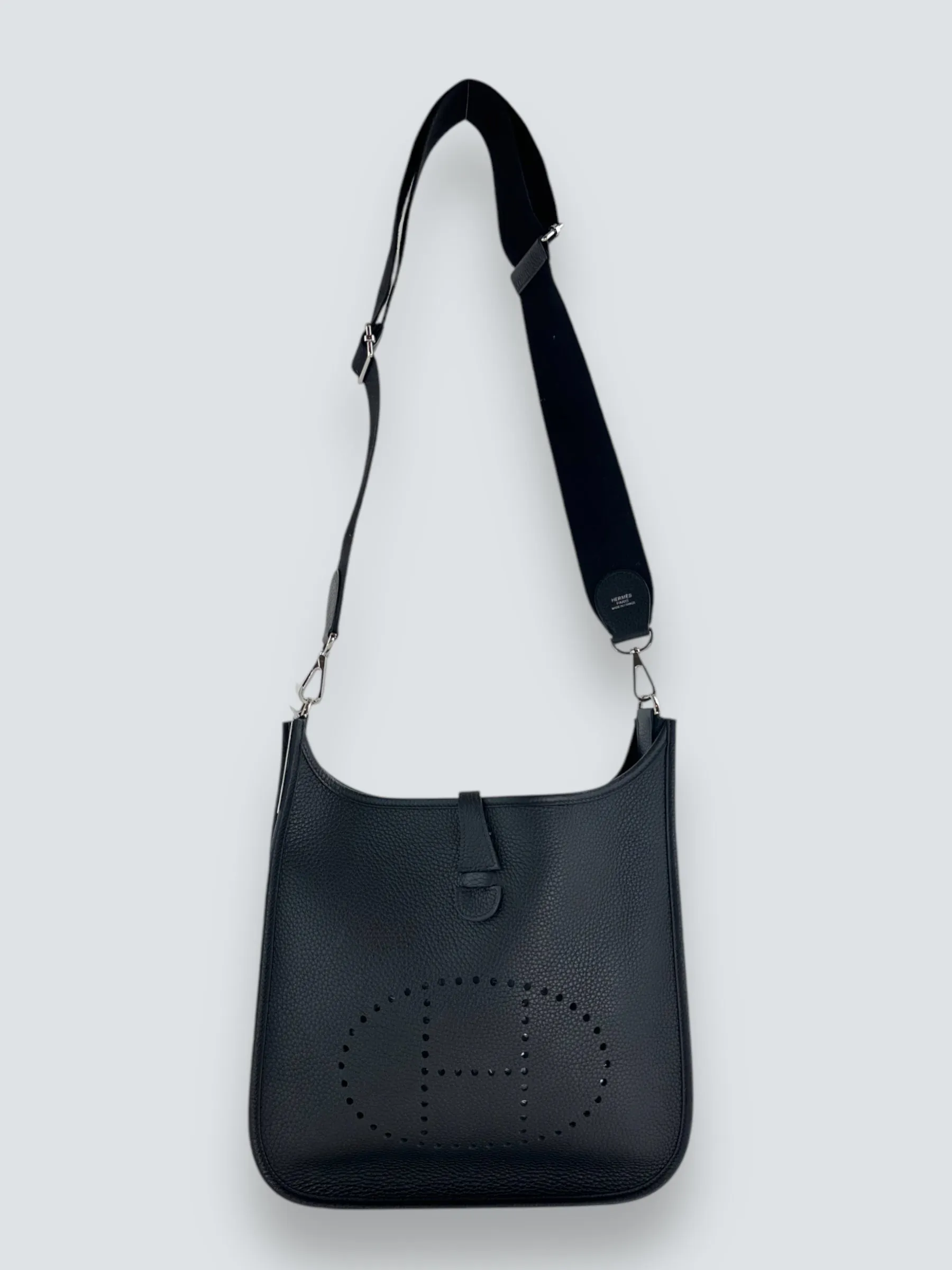 Hermes Black Leather Medium Evelyne Crossbody