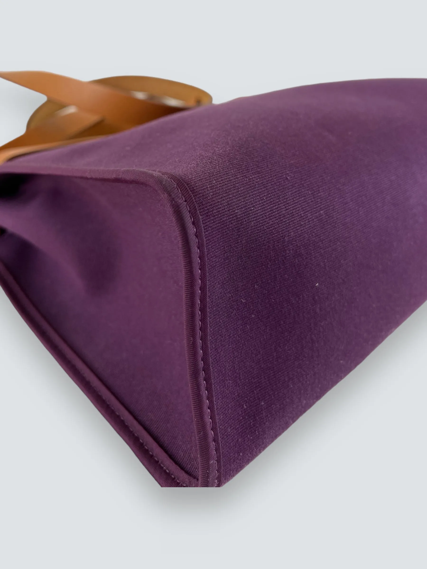 Hermes Plum Canvas and Leather Herbag 31 Handbag