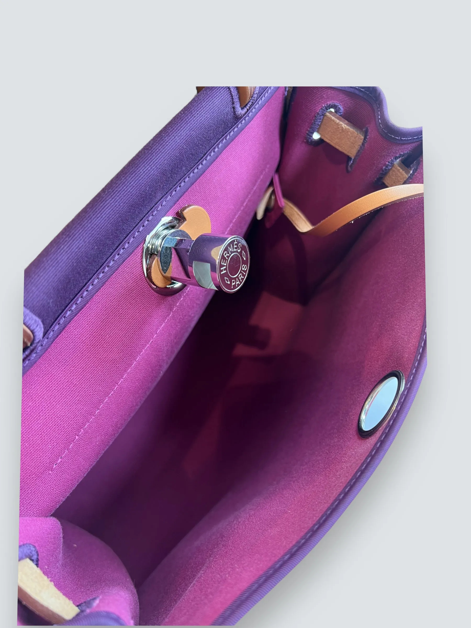 Hermes Plum Canvas and Leather Herbag 31 Handbag