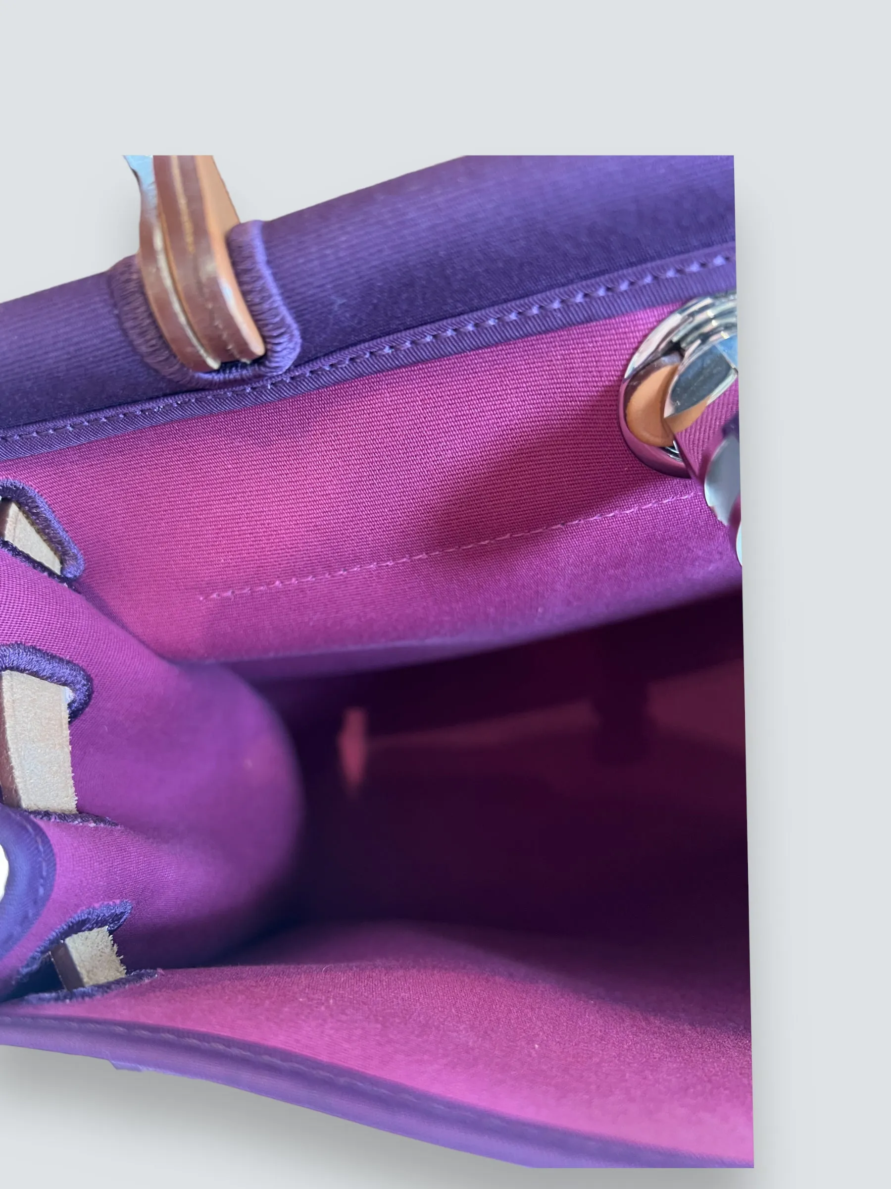 Hermes Plum Canvas and Leather Herbag 31 Handbag