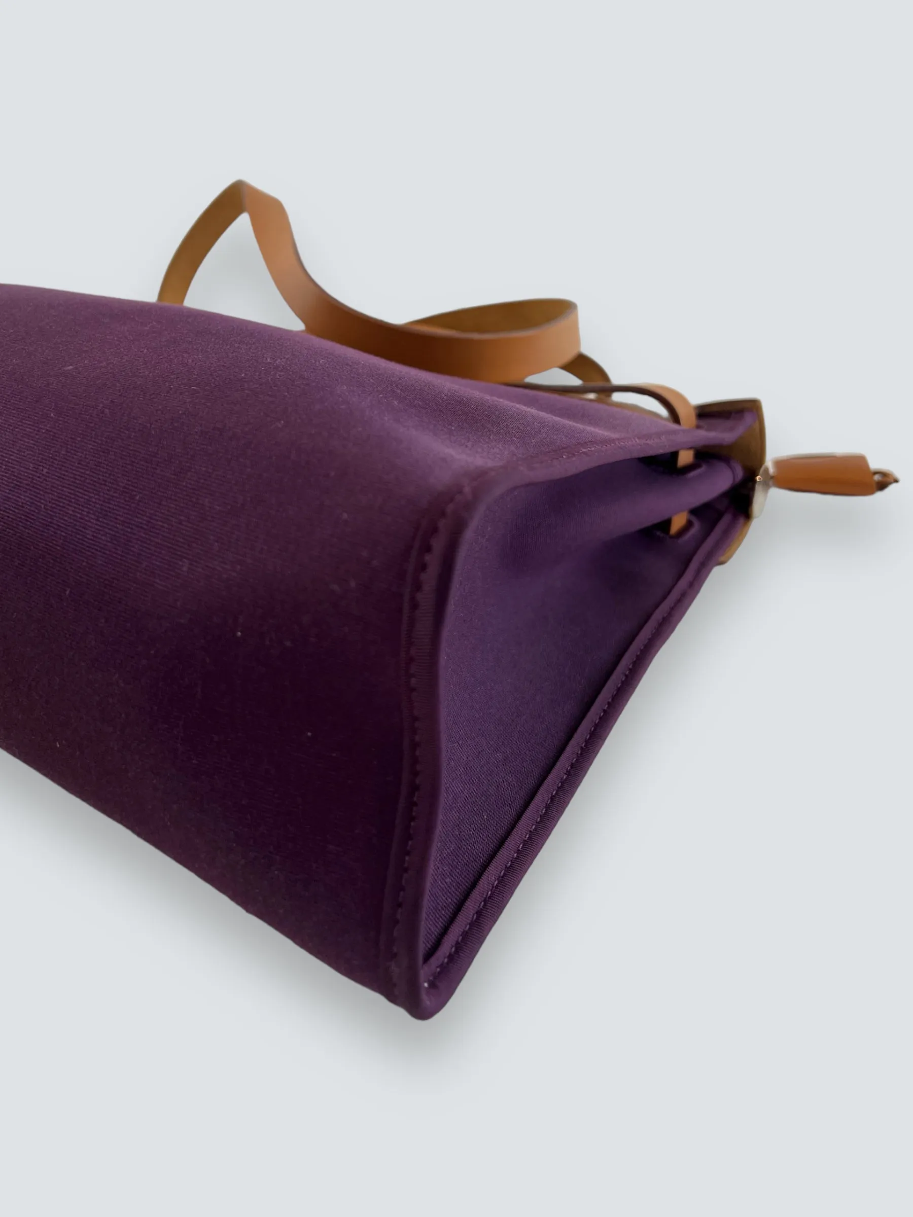 Hermes Plum Canvas and Leather Herbag 31 Handbag