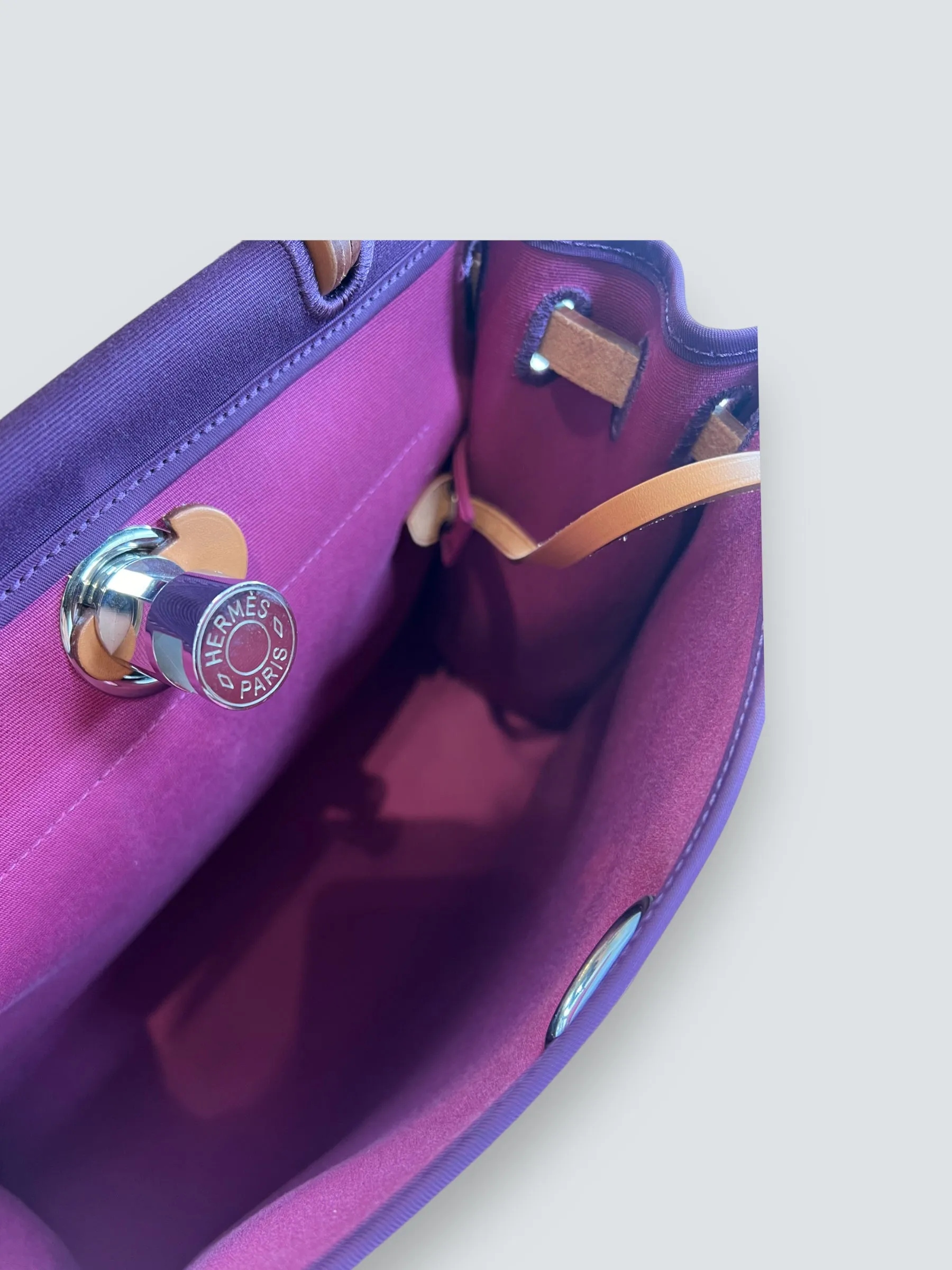 Hermes Plum Canvas and Leather Herbag 31 Handbag