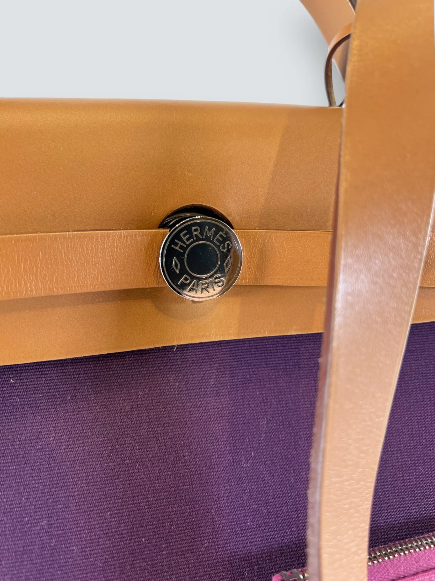 Hermes Plum Canvas and Leather Herbag 31 Handbag