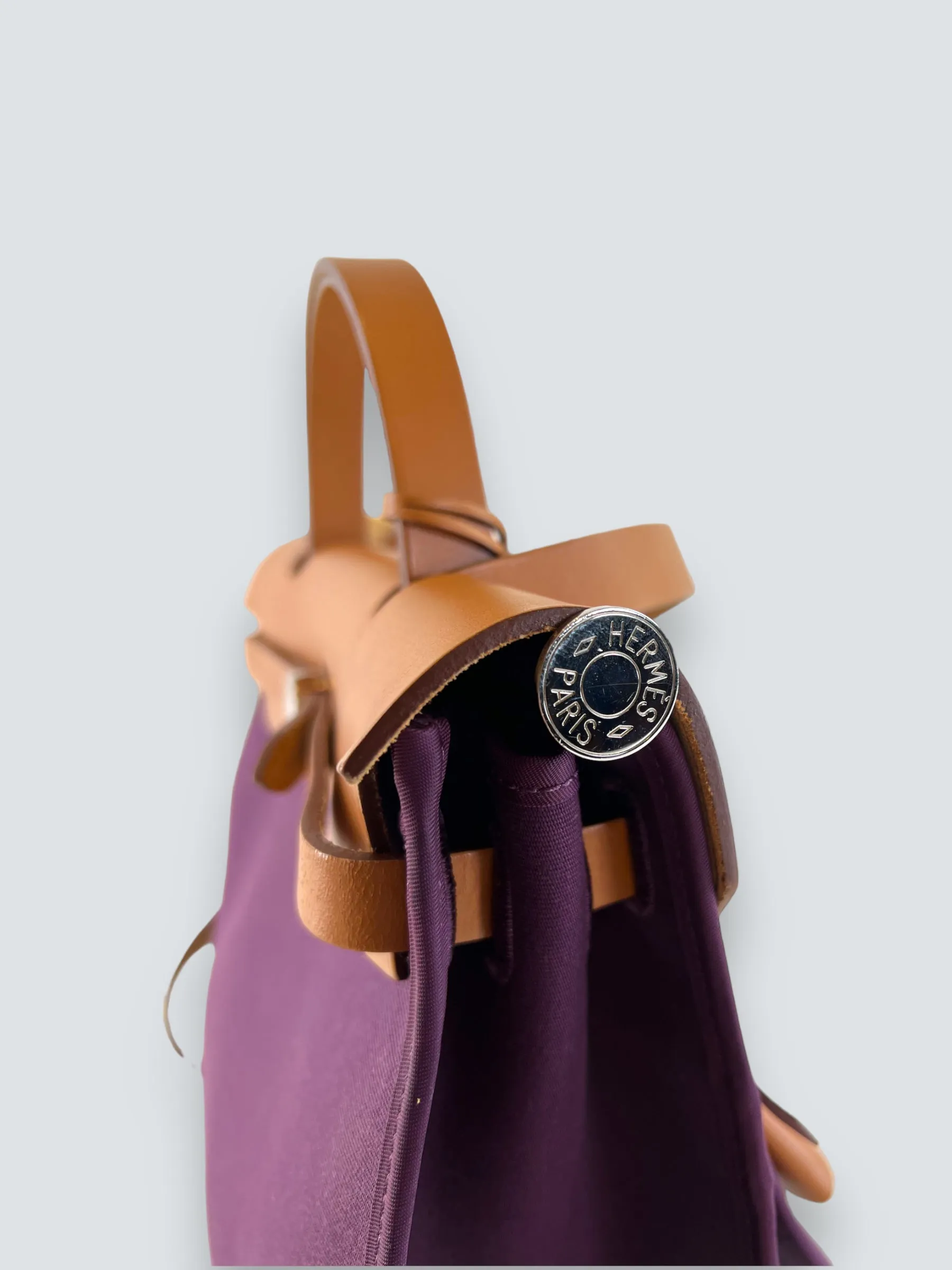 Hermes Plum Canvas and Leather Herbag 31 Handbag