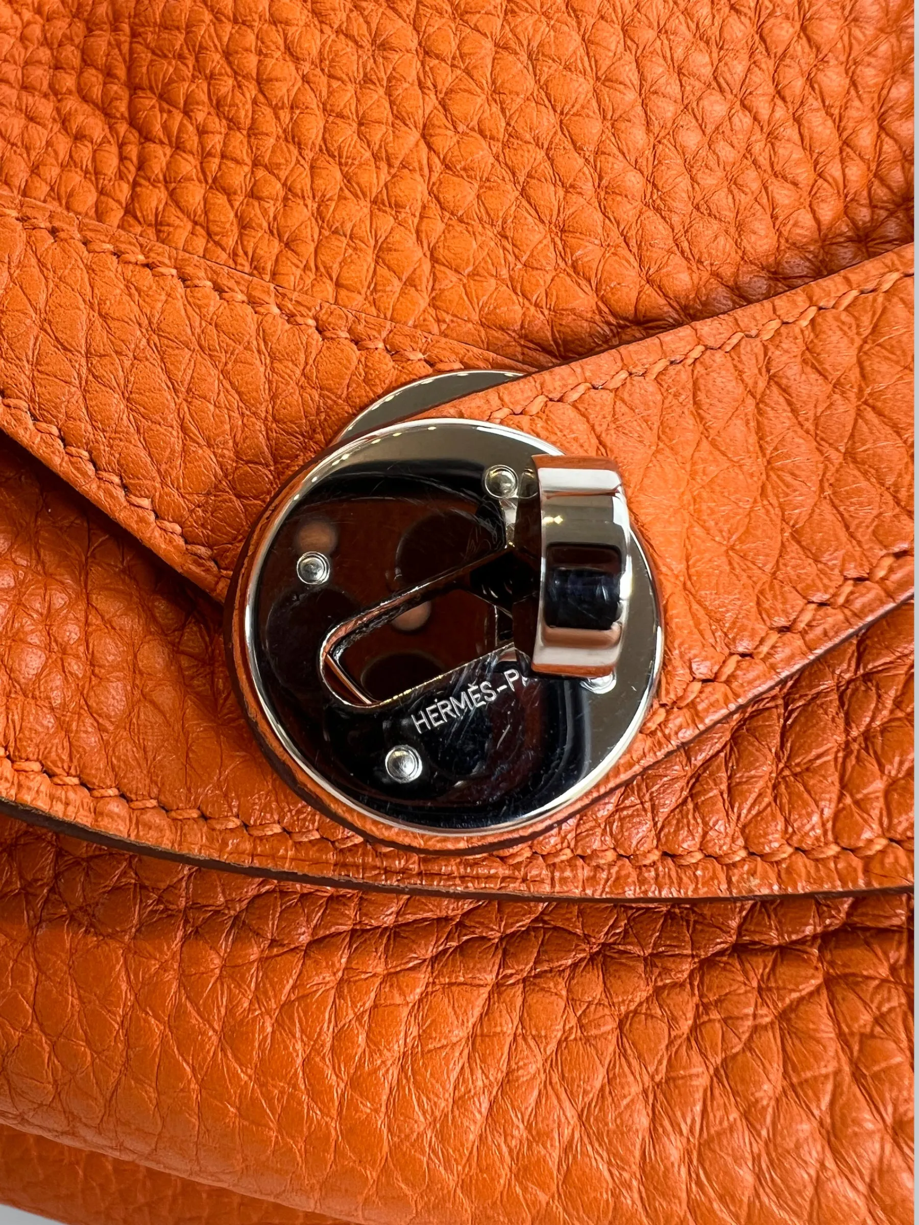 Hermès Orange Togo Leather Lindy 26