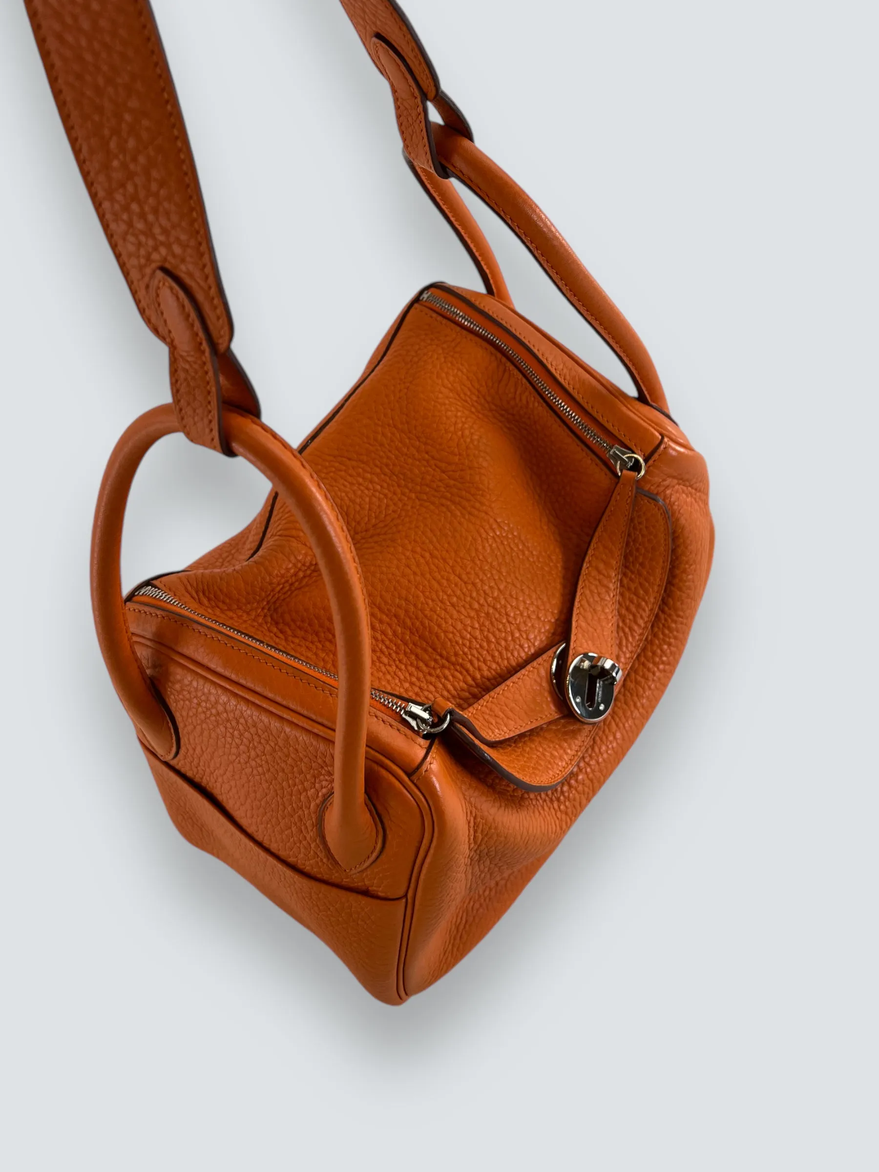 Hermès Orange Togo Leather Lindy 26