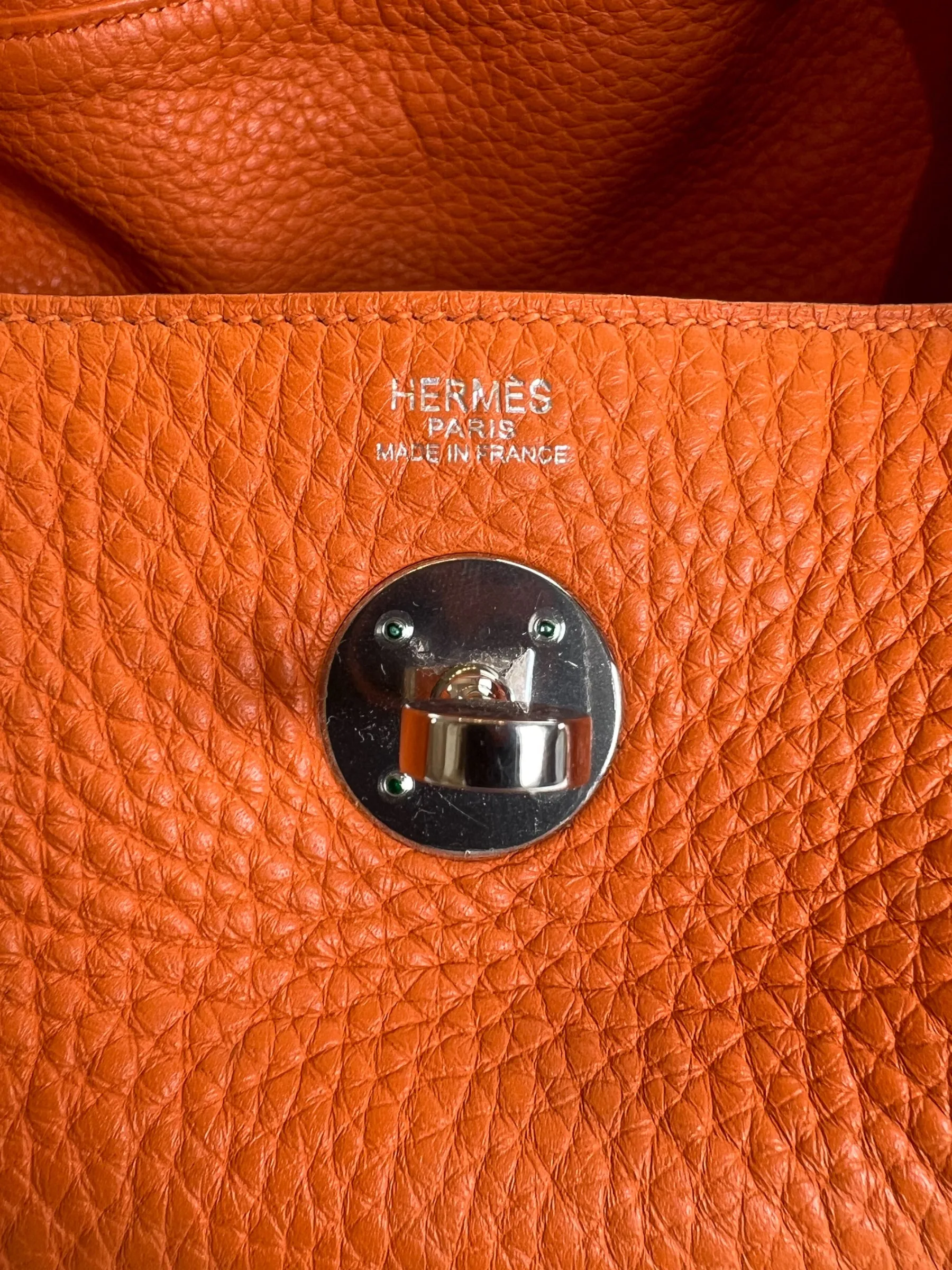 Hermès Orange Togo Leather Lindy 26